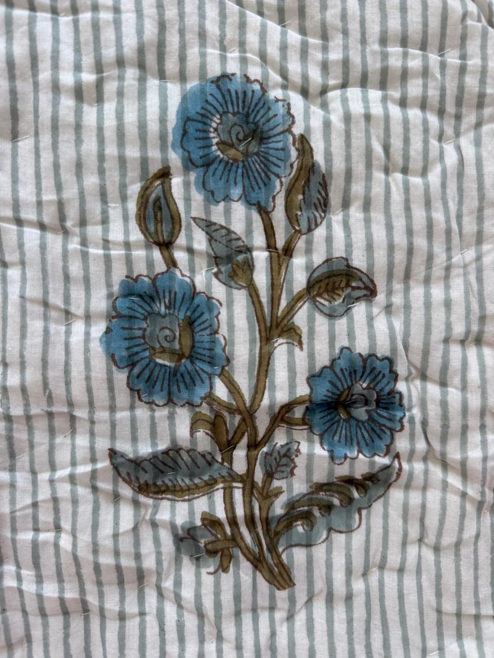 Royal King Quilt - Organic Cotton - Blue Mughal