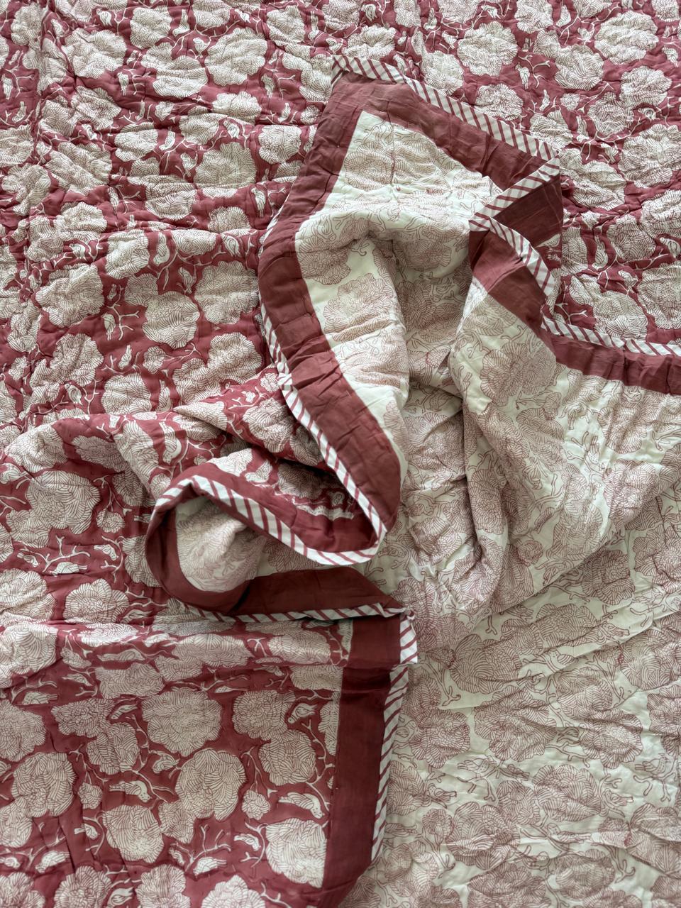 Royal King Quilt - Organic Cotton - Blush Bird