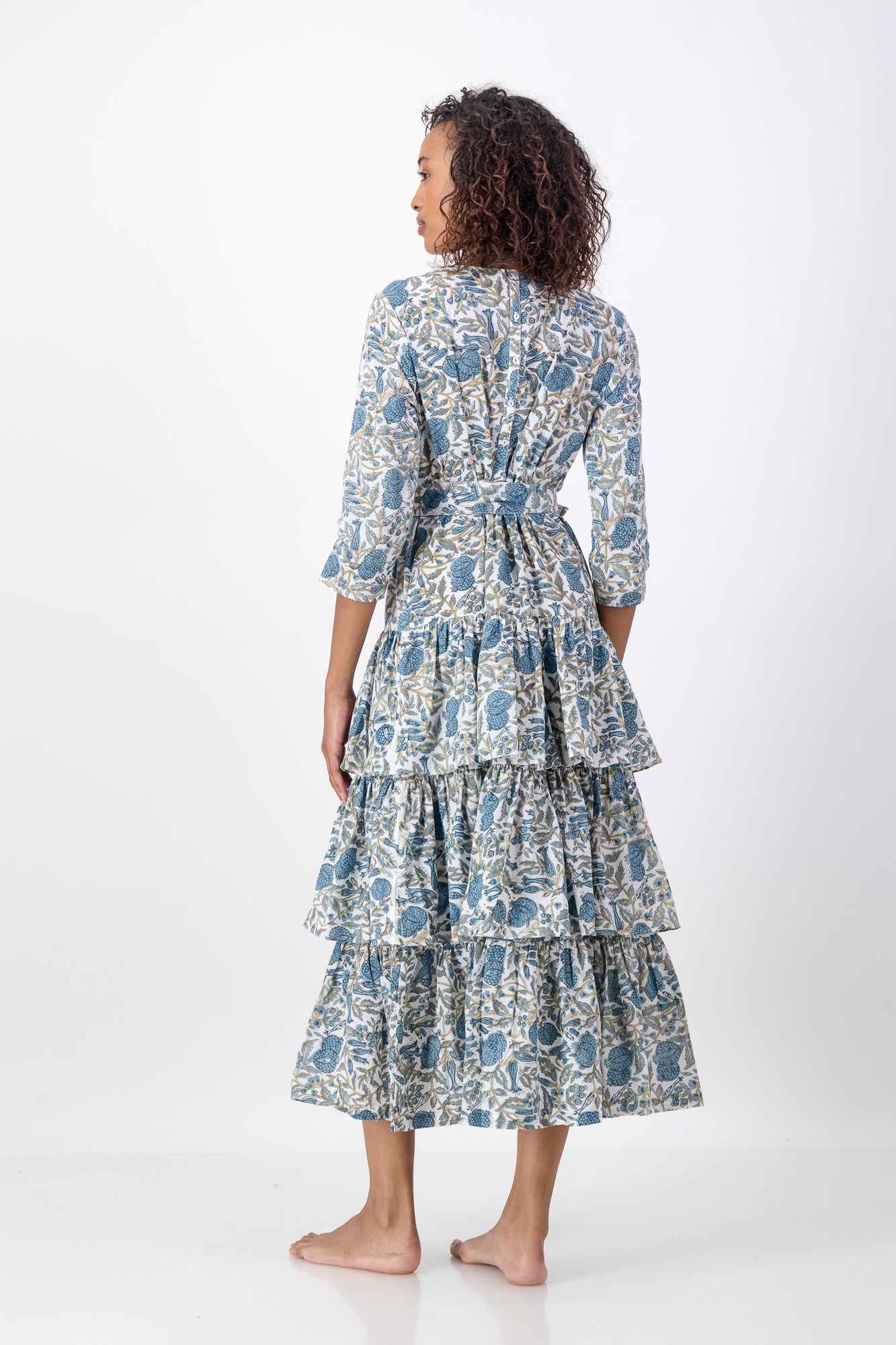 Fish Tail Dress - Vintage Denim Bloom