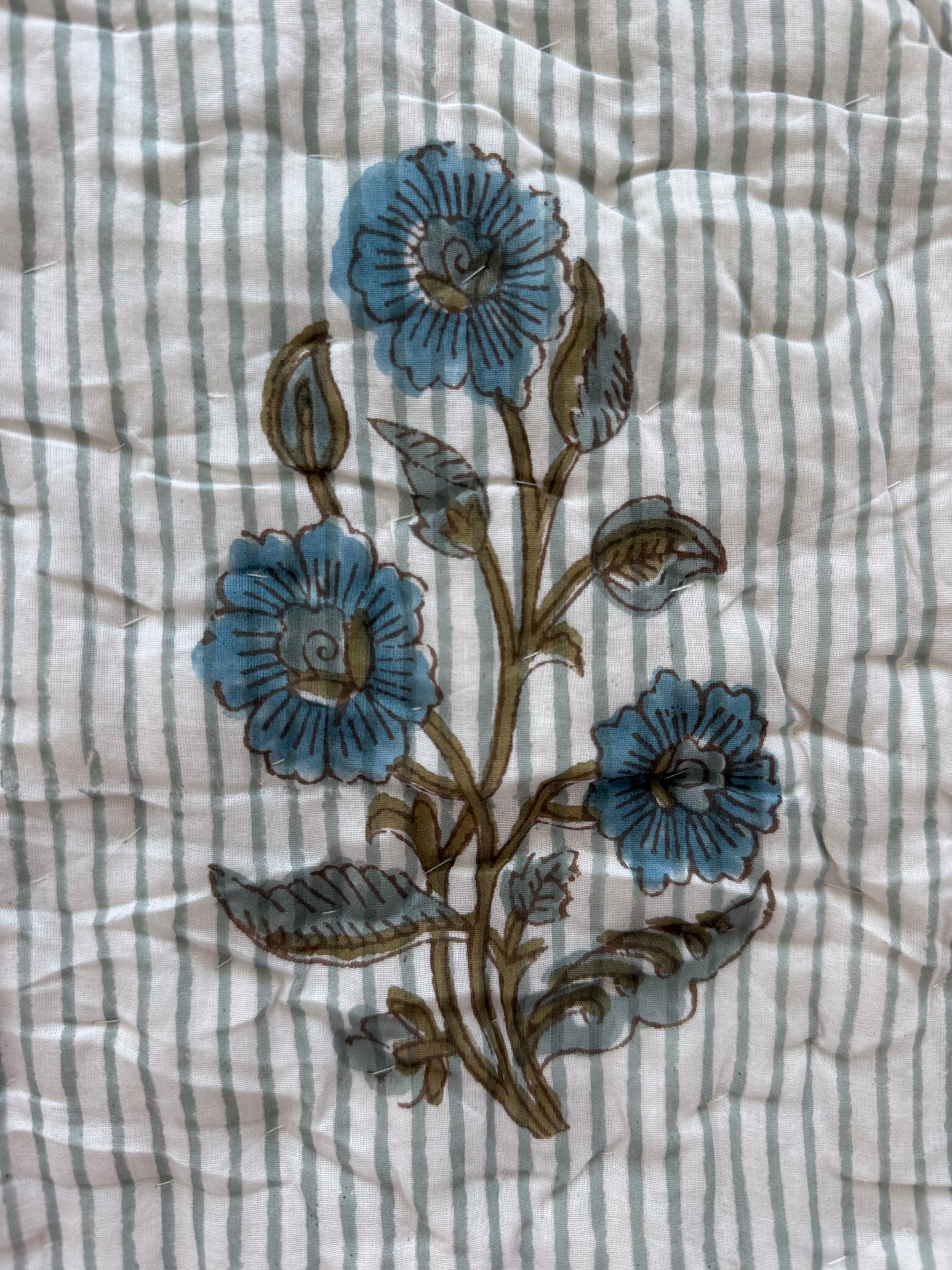 Royal King Quilt - Organic Cotton - Blue Mughal