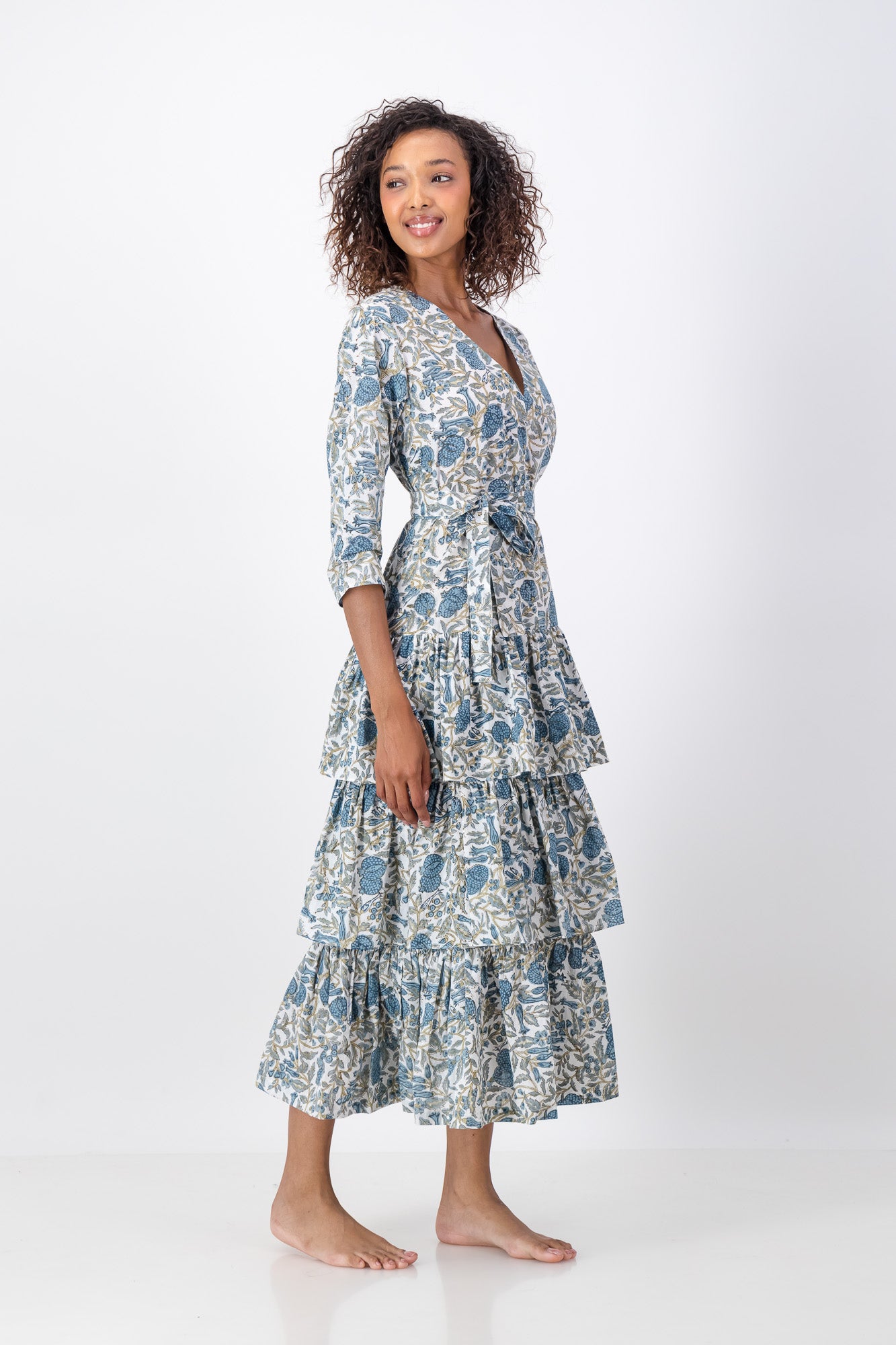 Fish Tail Dress - Vintage Denim Bloom