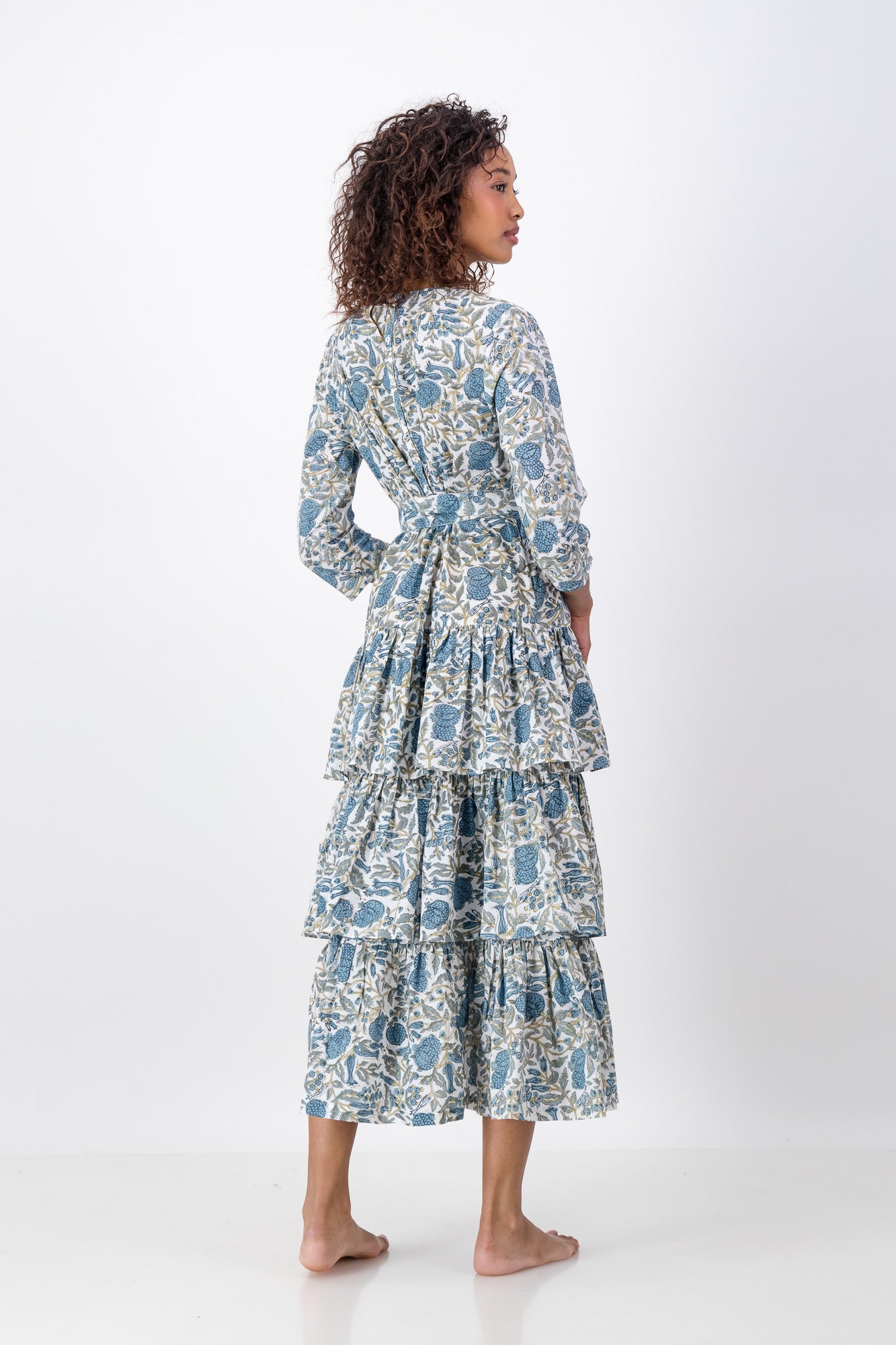 Fish Tail Dress - Vintage Denim Bloom