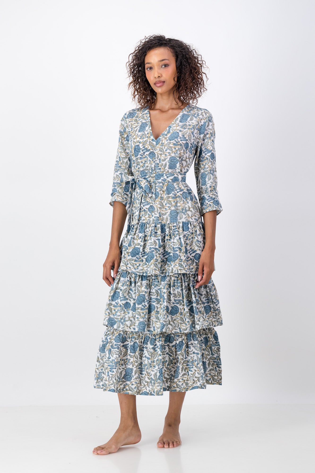 Fish Tail Dress - Vintage Denim Bloom