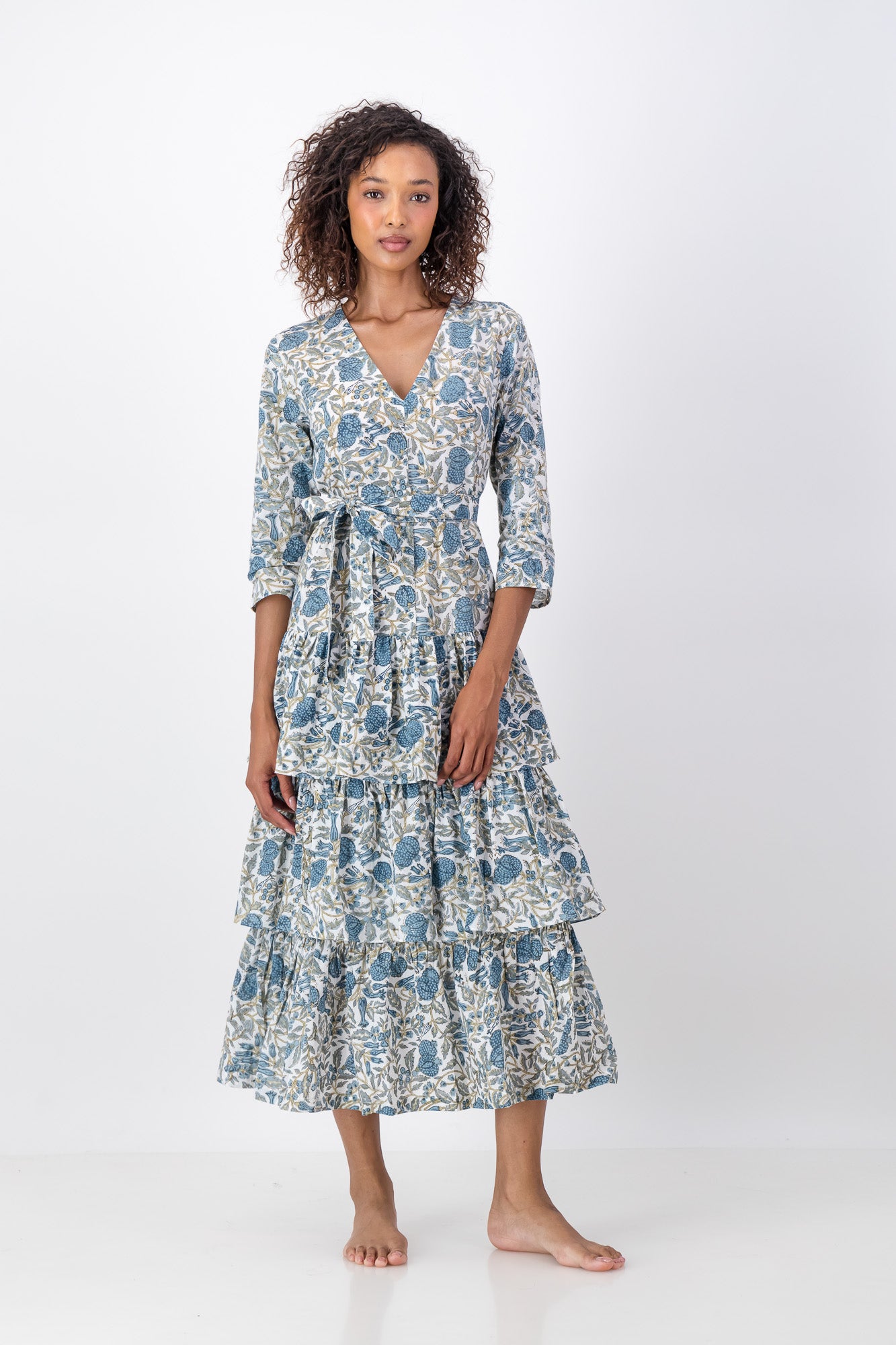 Fish Tail Dress - Vintage Denim Bloom