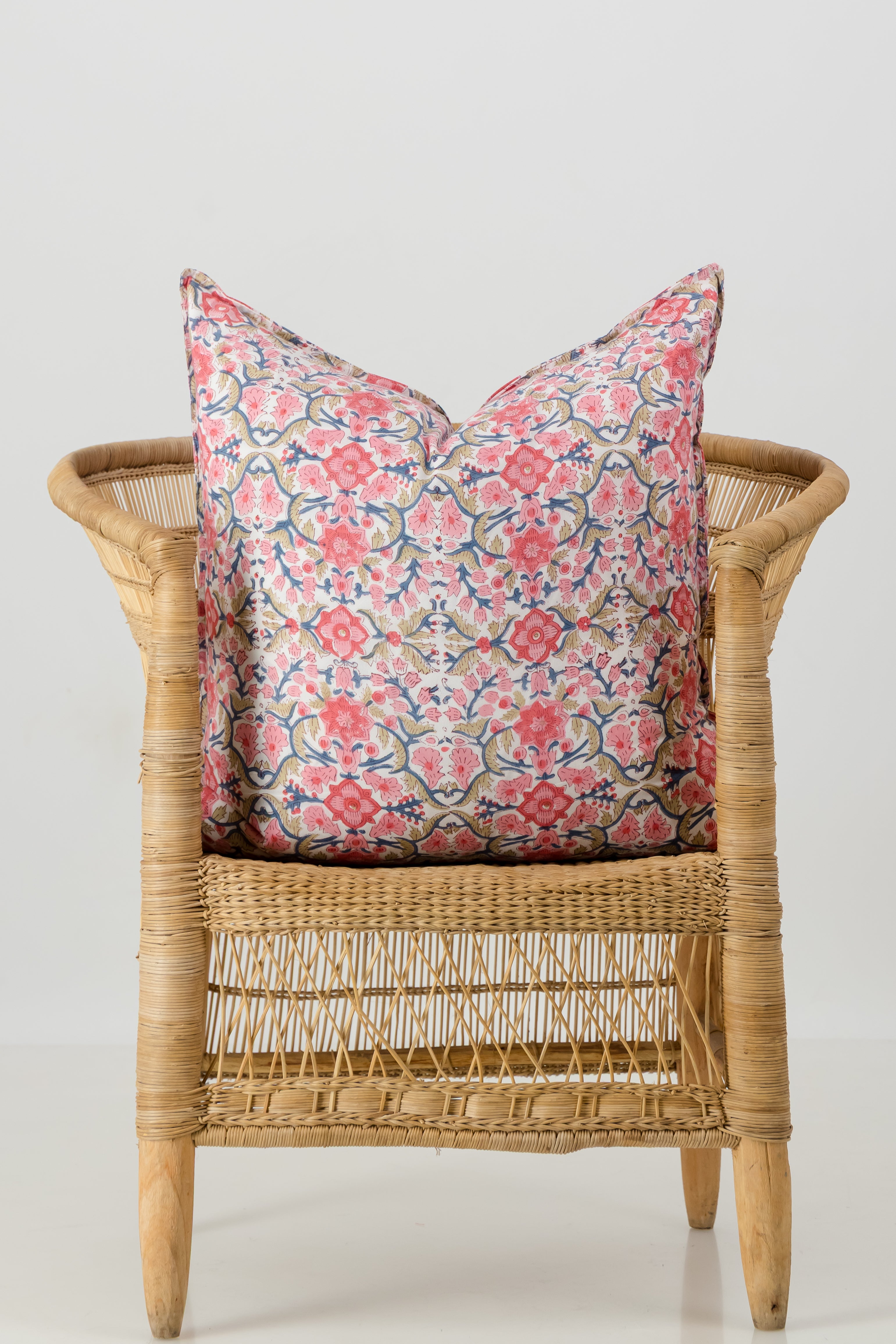 Cushion Cover - Green Pink Flower