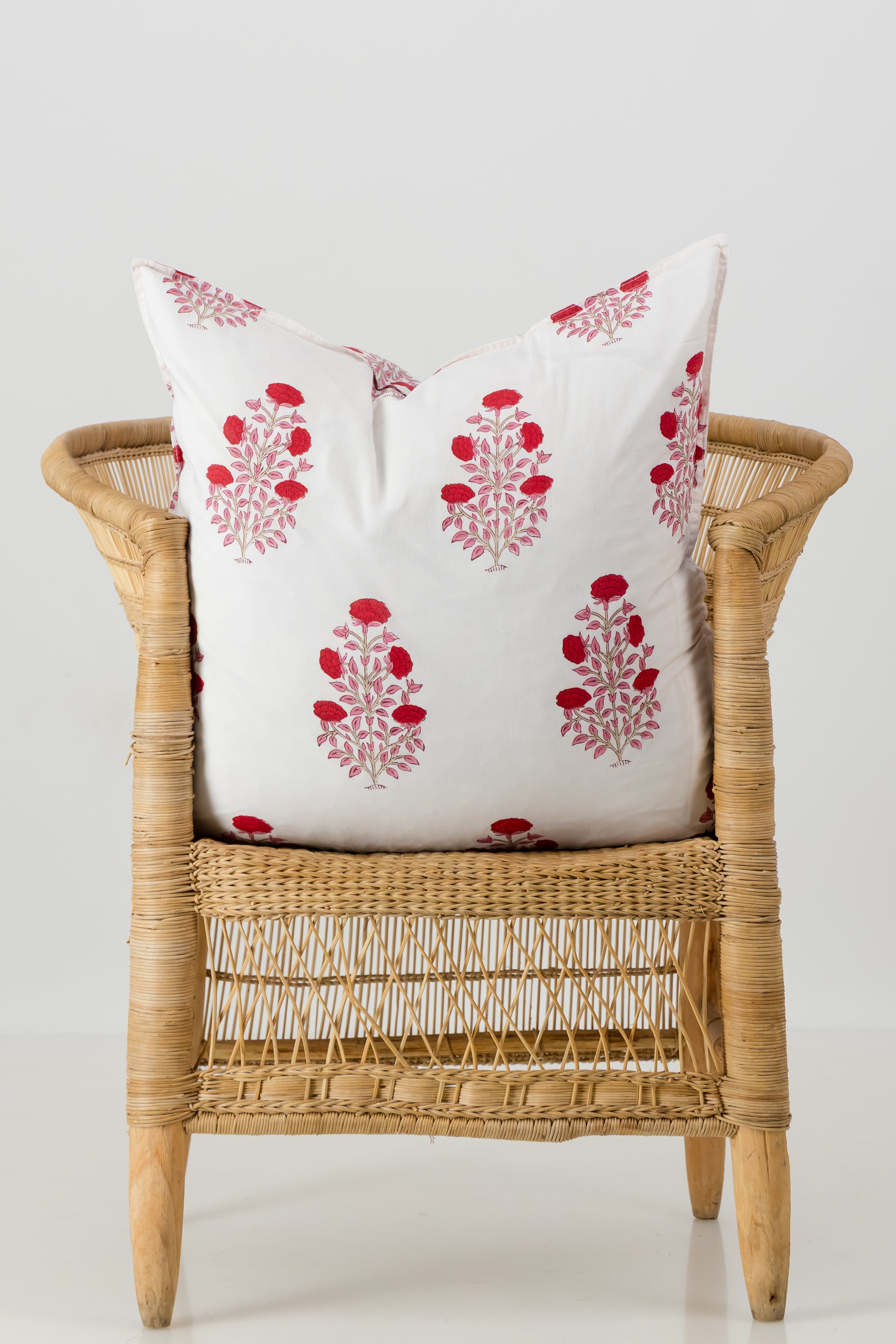 Cushion Cover - White Red Flower