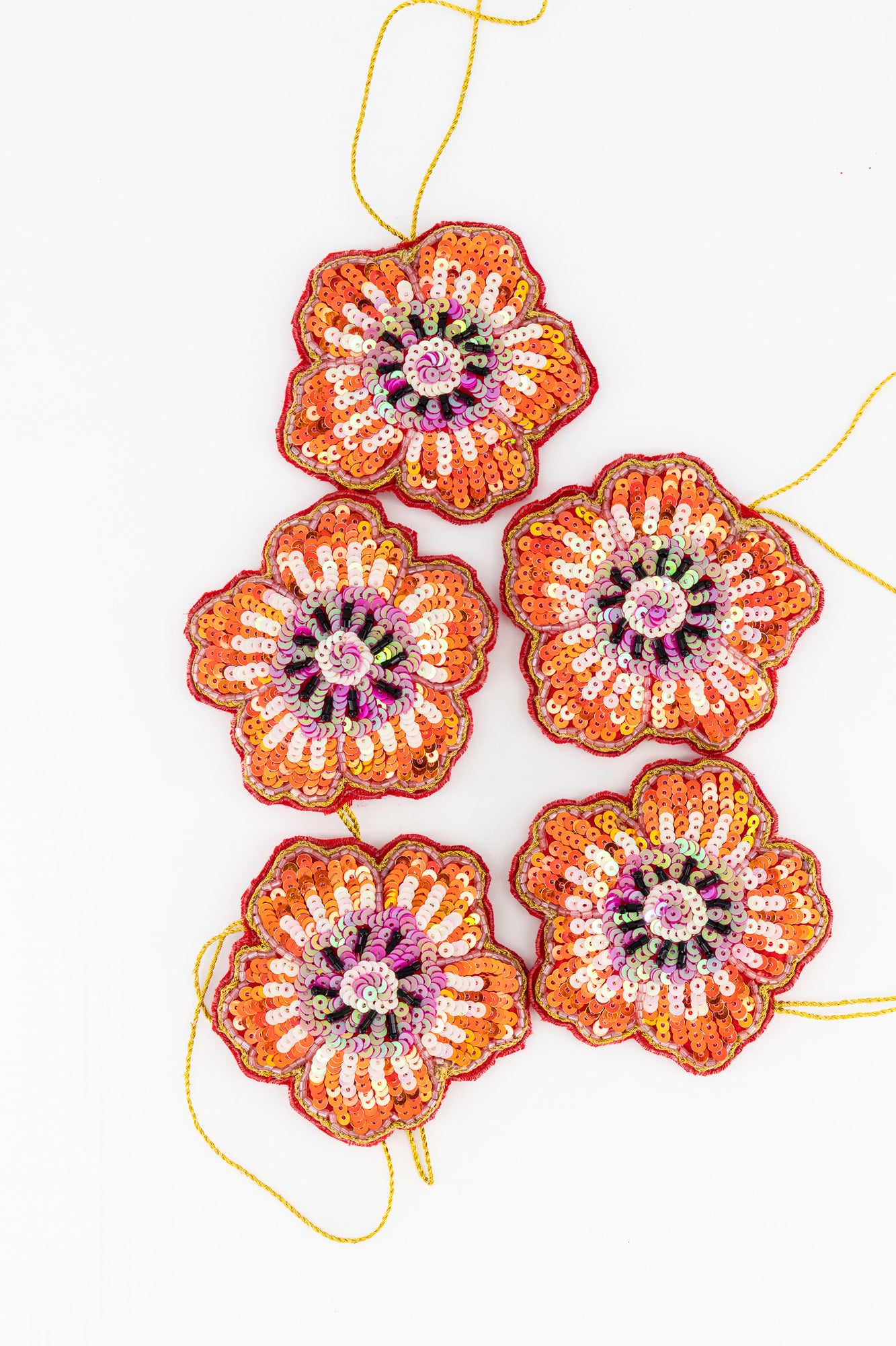 Sequins Ornament - Orange Flower