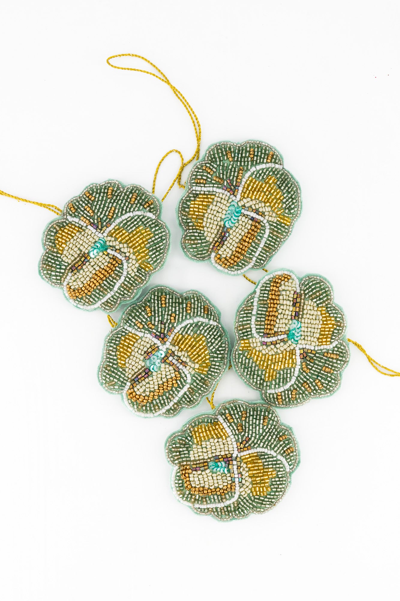 Sequins Ornament - Green Pansy