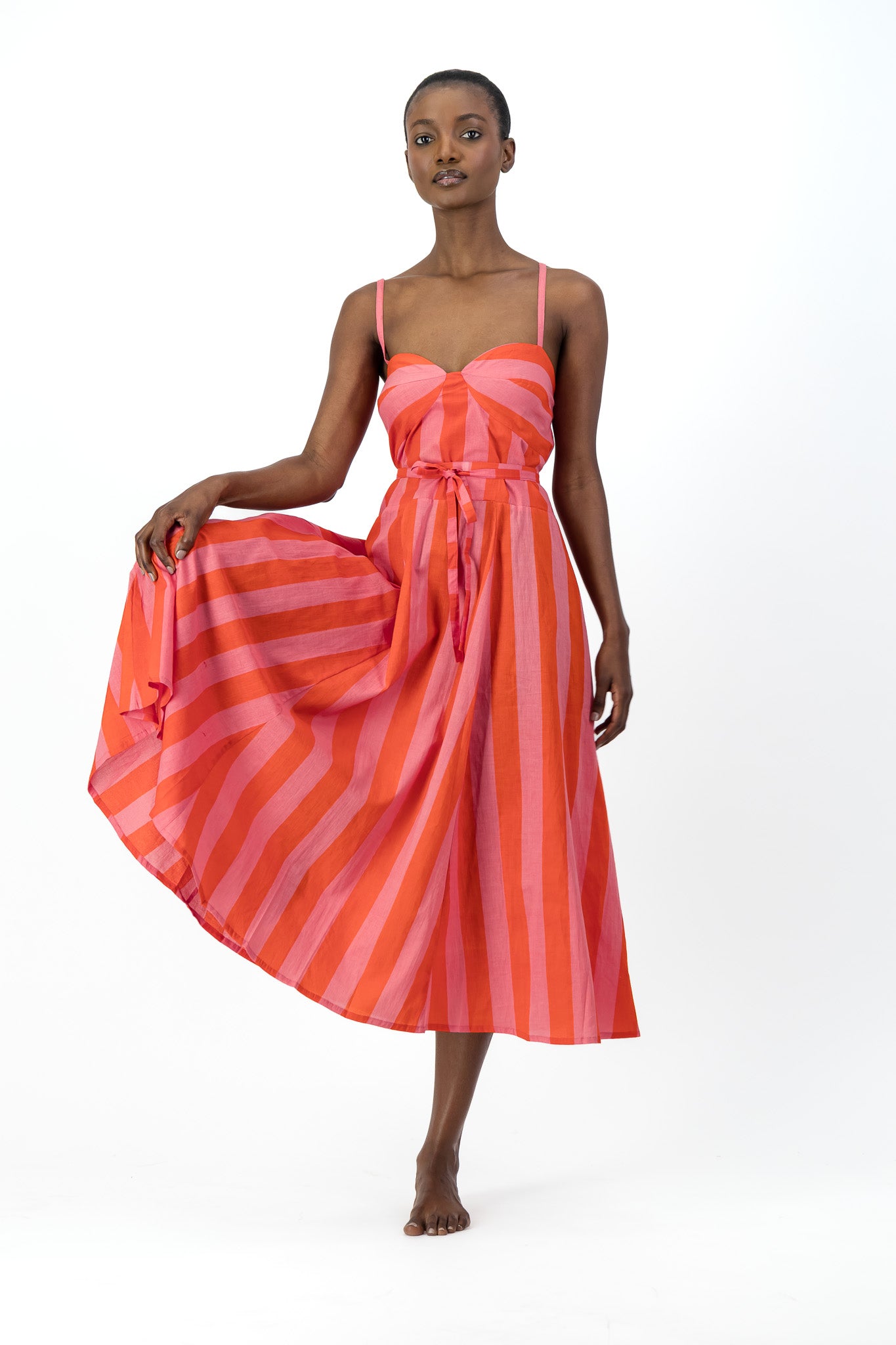 Daphne Dress - Red Stripe