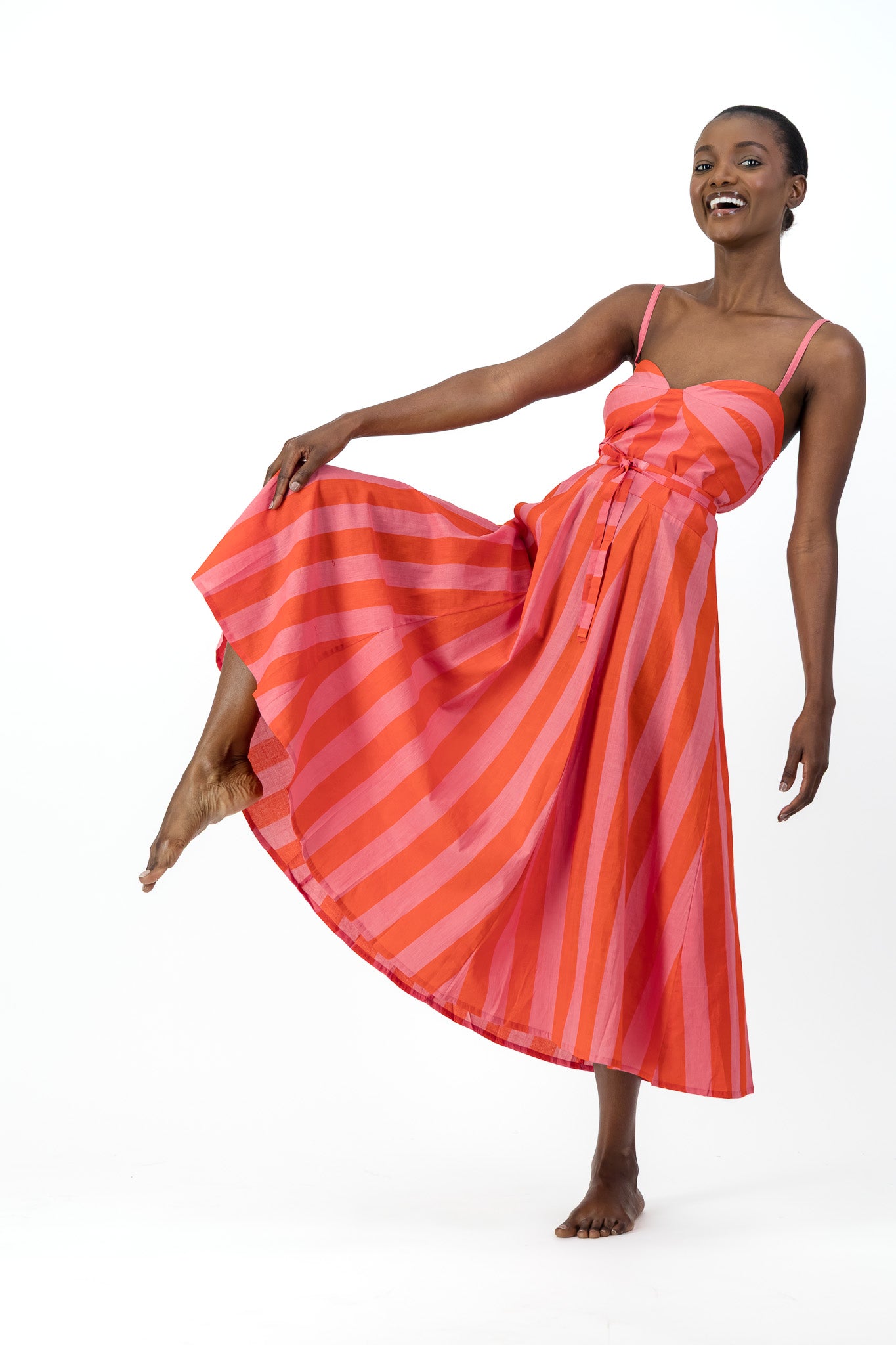 Daphne Dress - Red Stripe