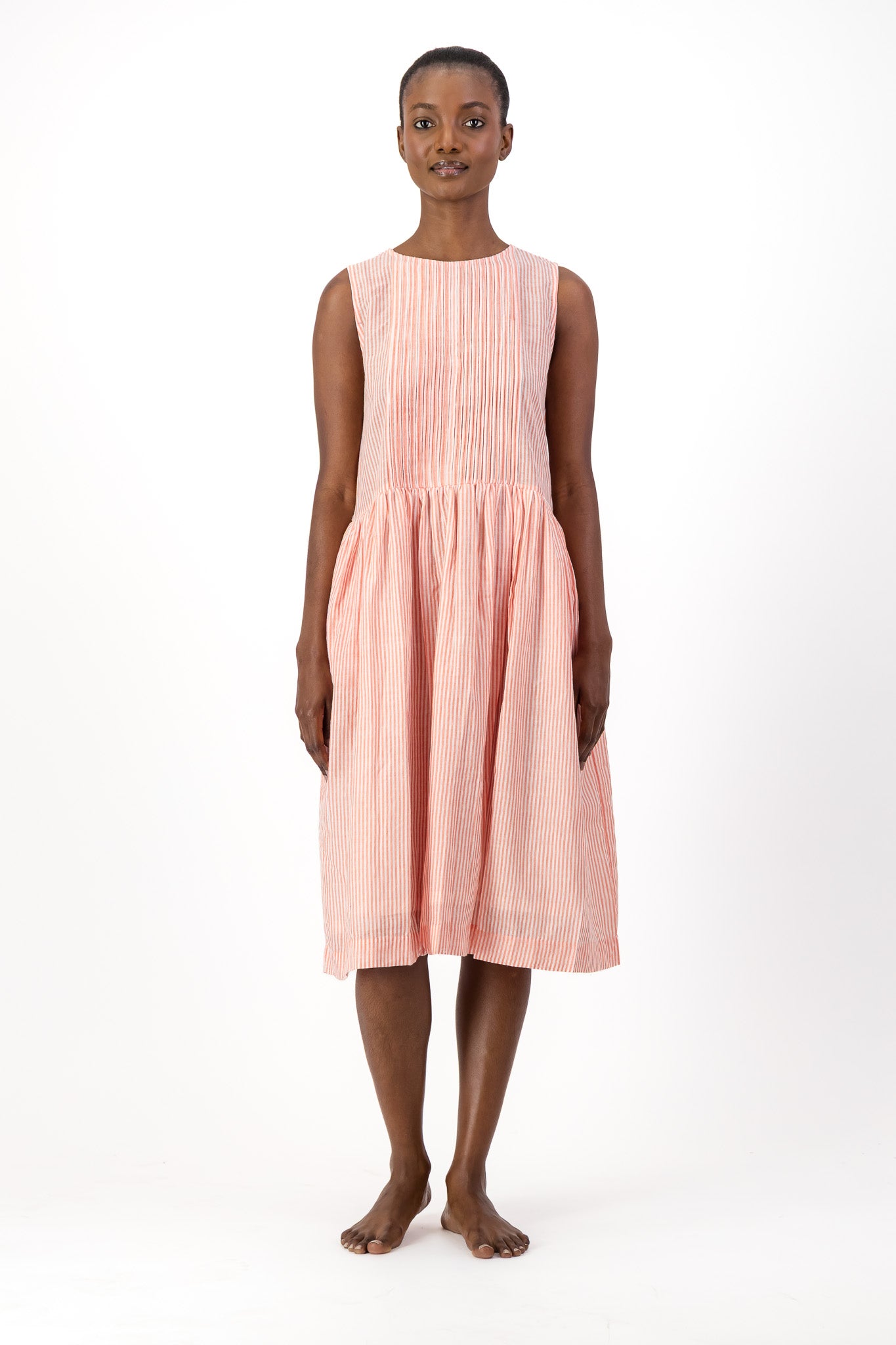 Rosa Dress Handloom - Red Stripe