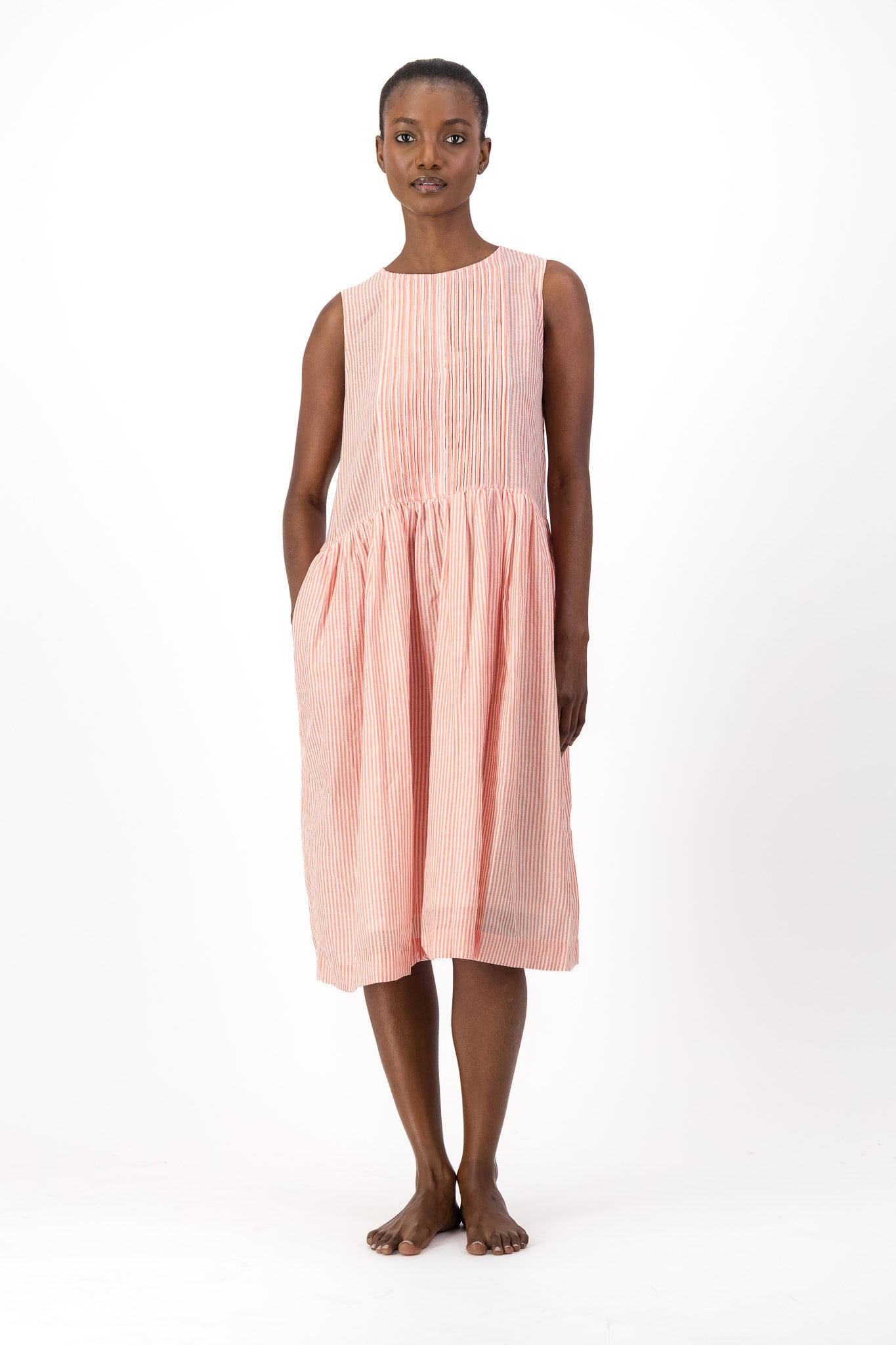 Rosa Dress Handloom - Red Stripe