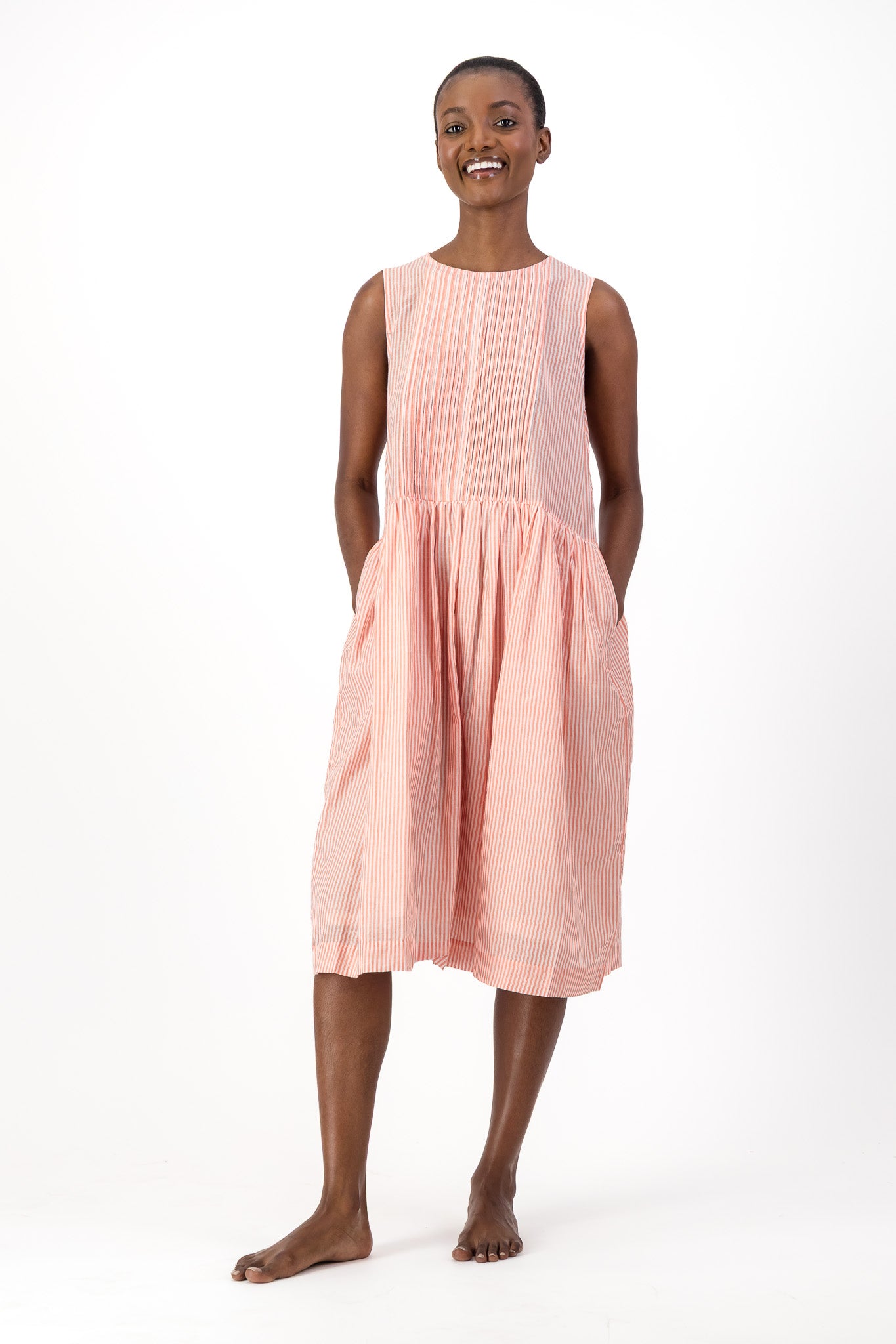 Rosa Dress Handloom - Red Stripe