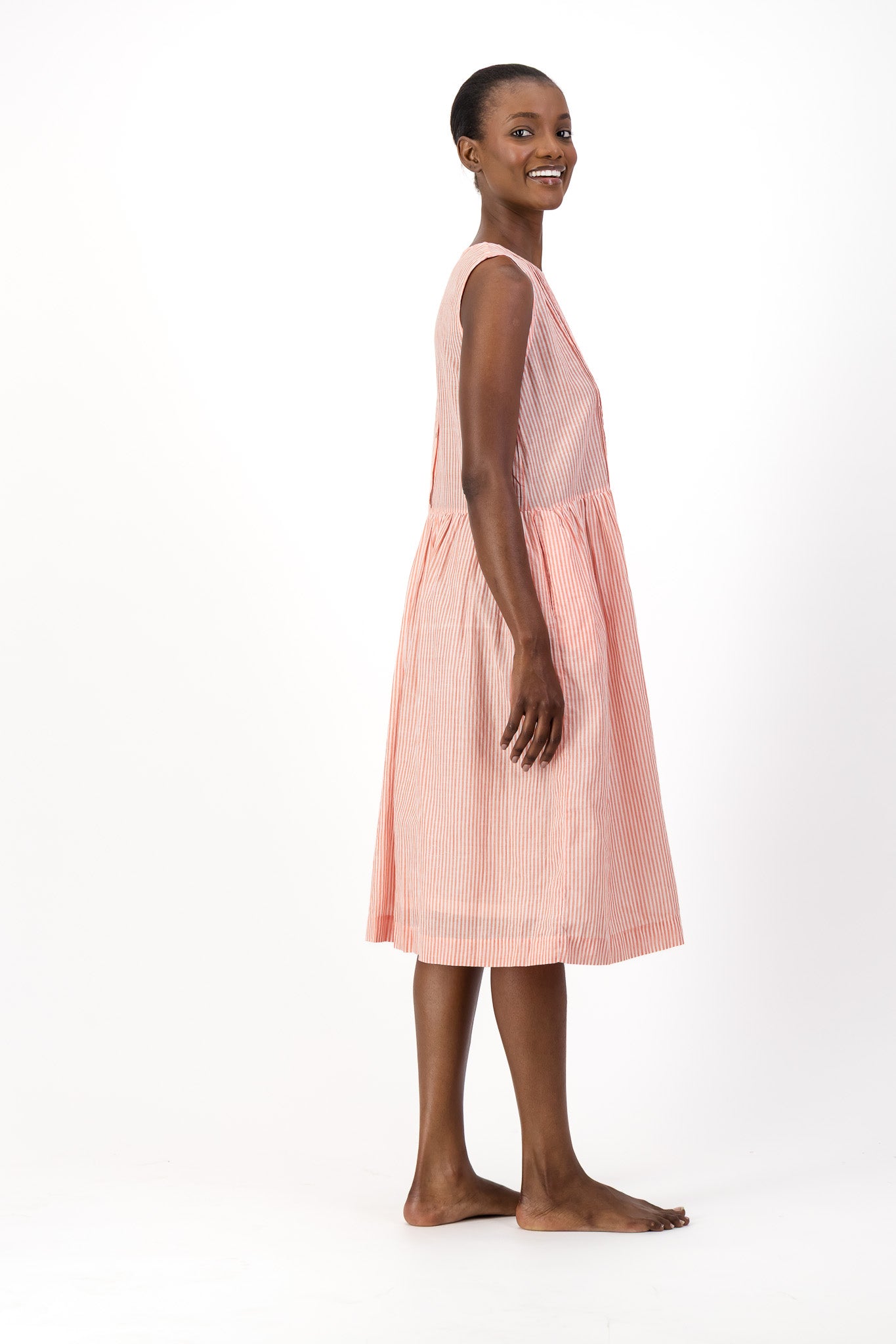 Rosa Dress Handloom - Red Stripe