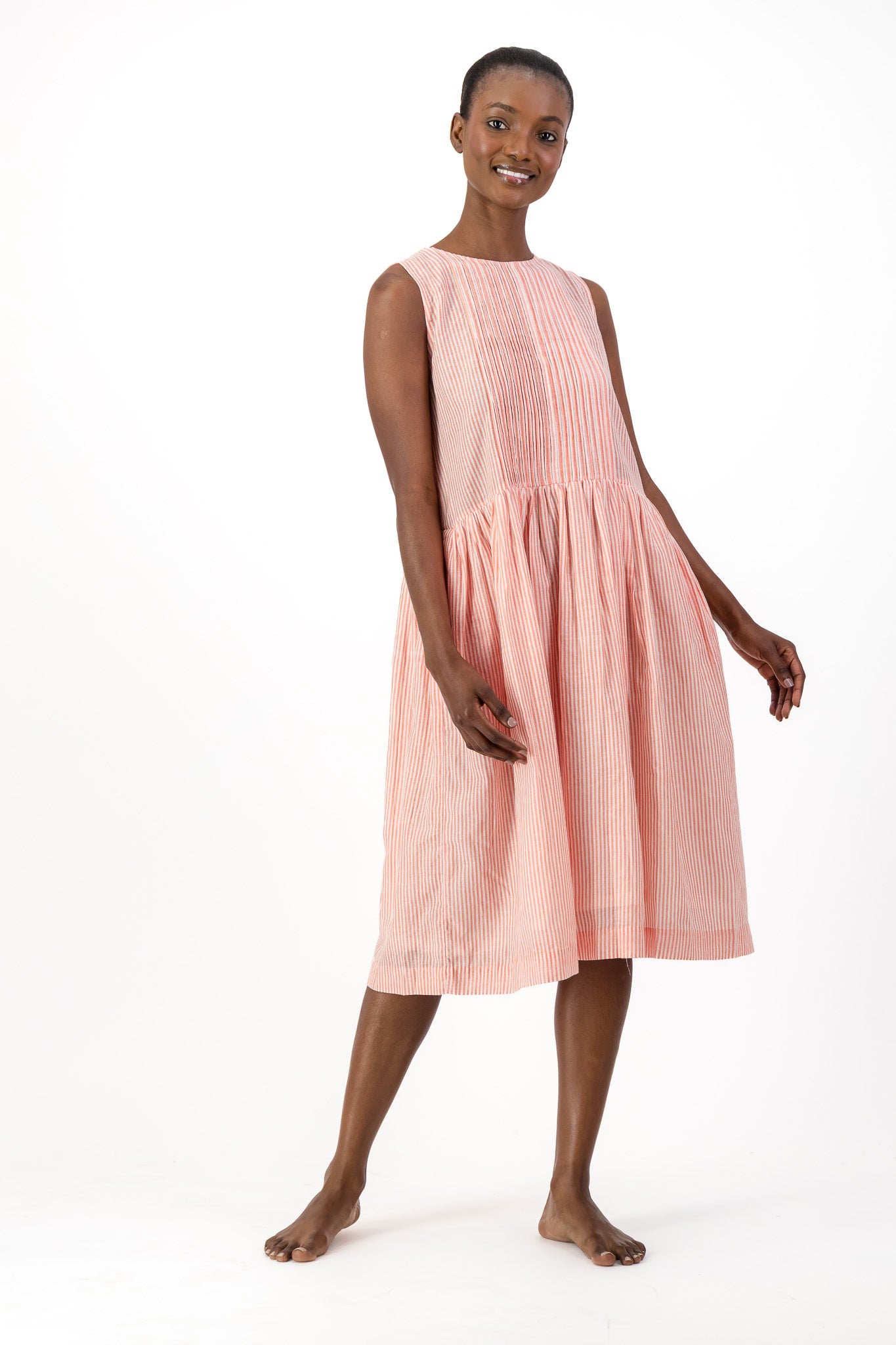 Rosa Dress Handloom - Red Stripe