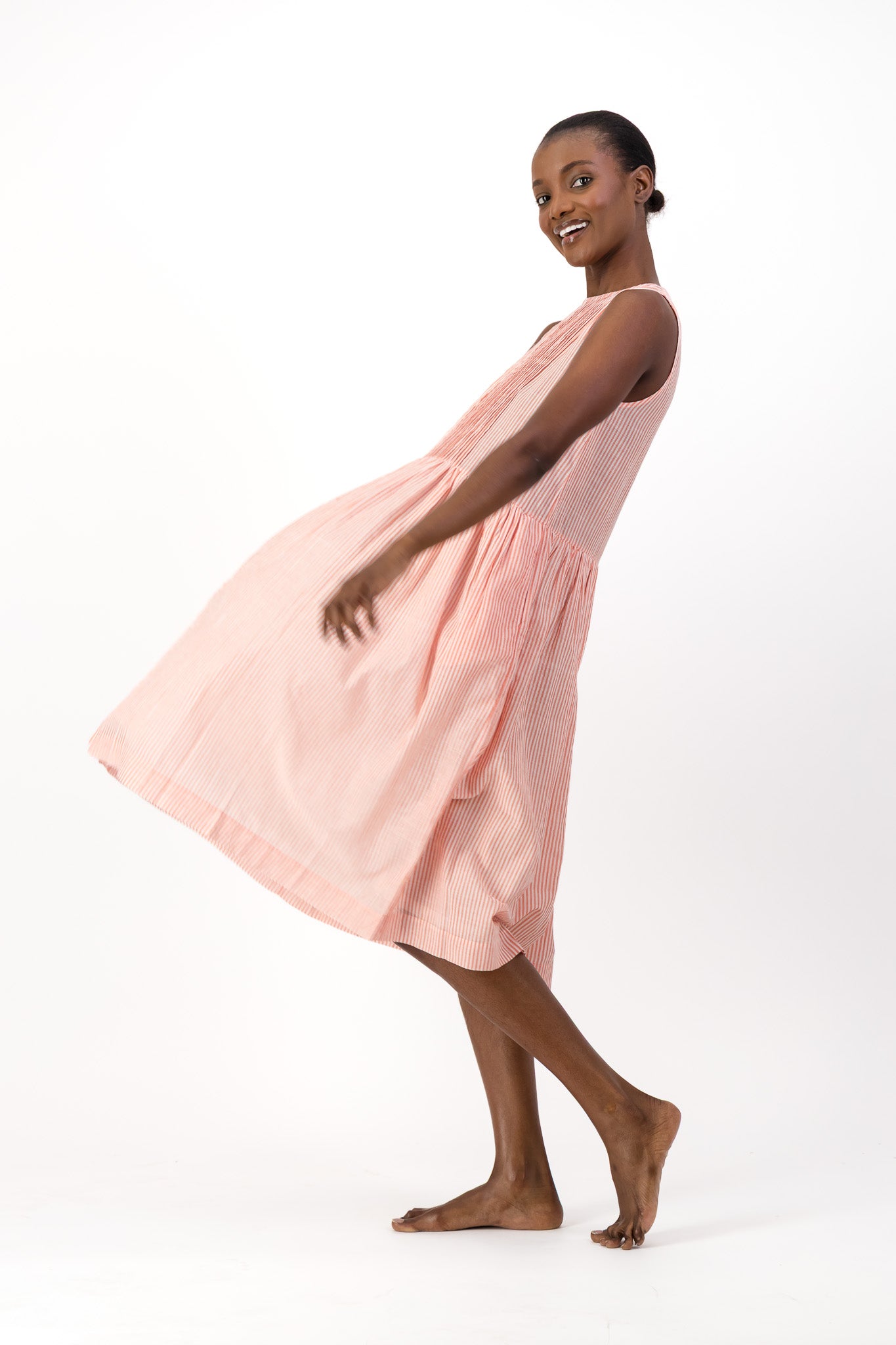 Rosa Dress Handloom - Red Stripe