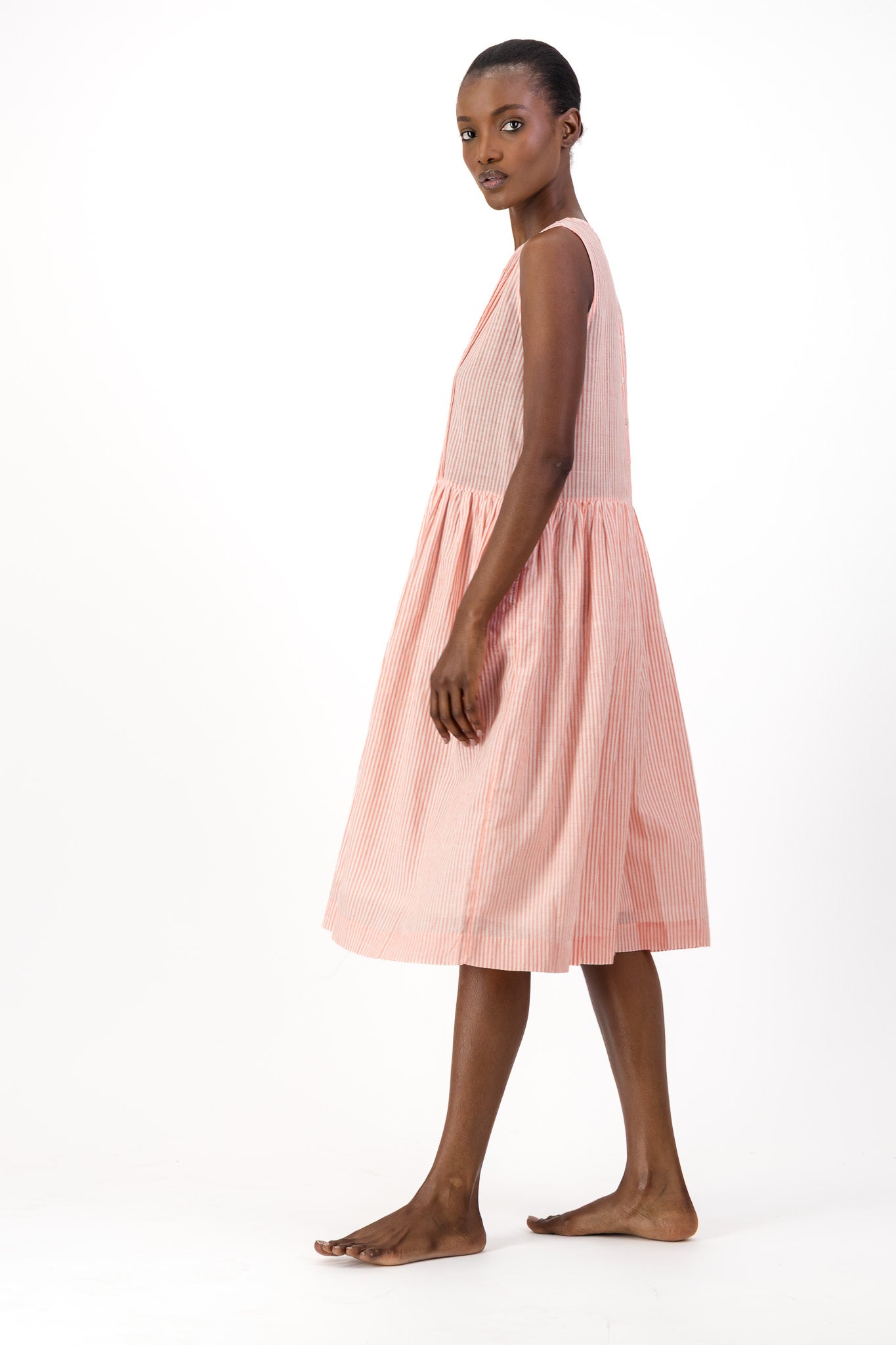 Rosa Dress Handloom - Red Stripe
