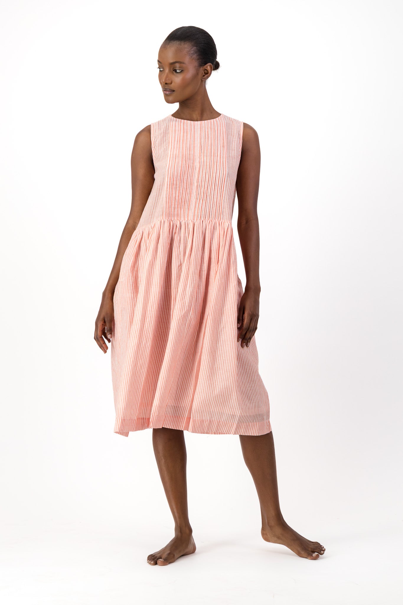 Rosa Dress Handloom - Red Stripe