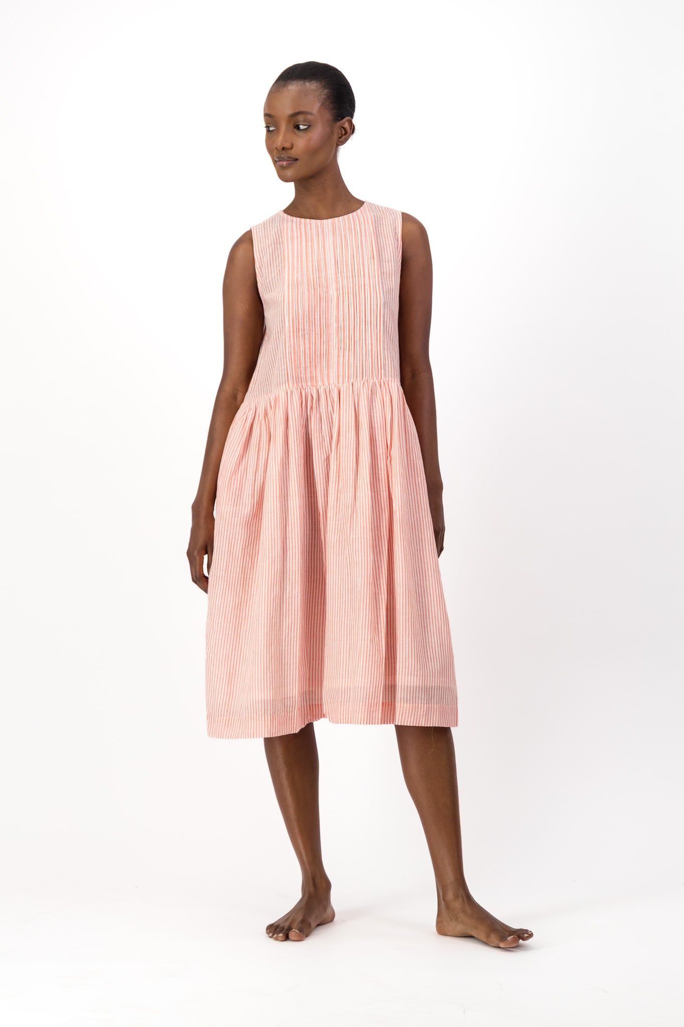 Rosa Dress Handloom - Red Stripe