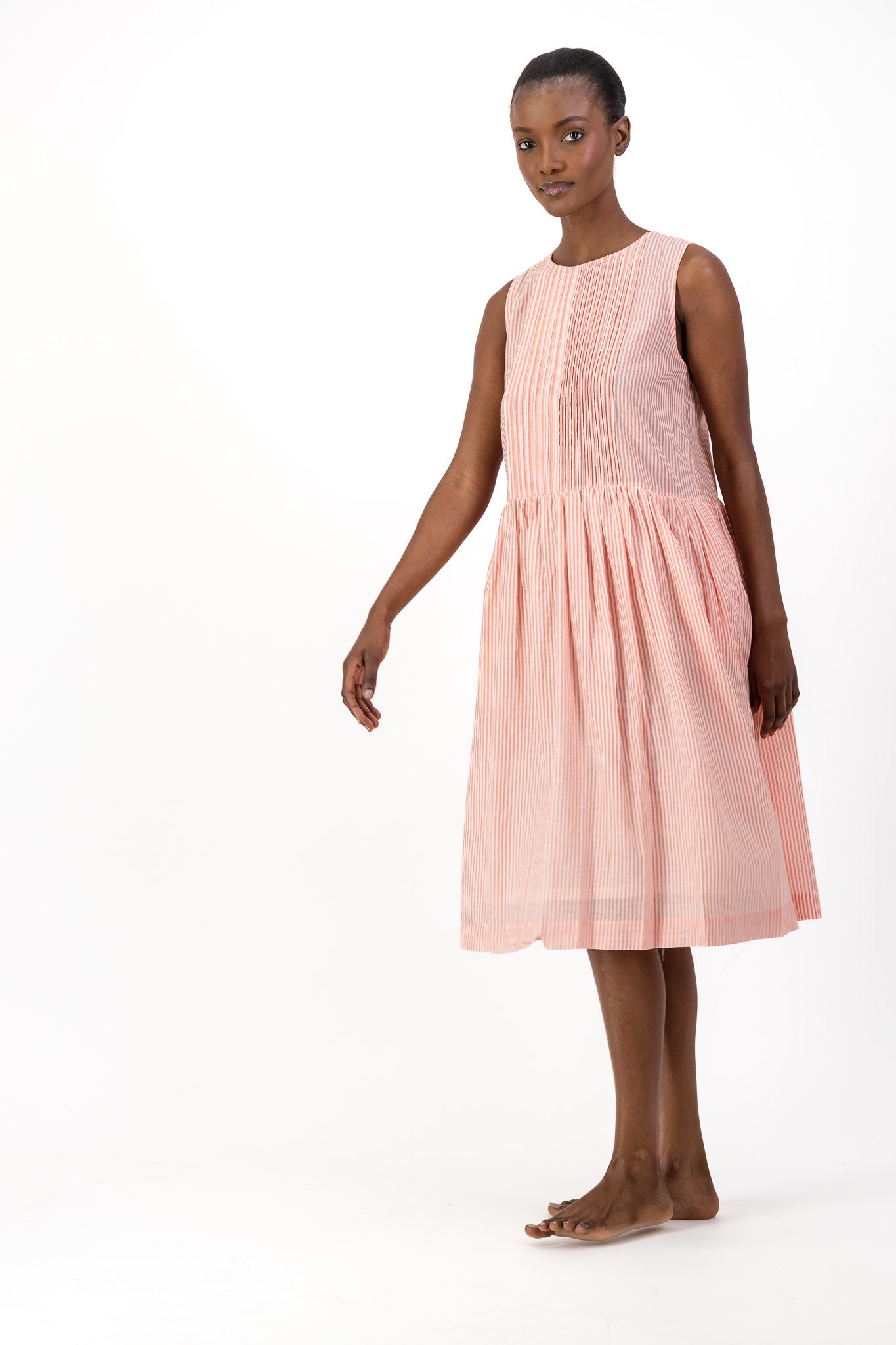 Rosa Dress Handloom - Red Stripe