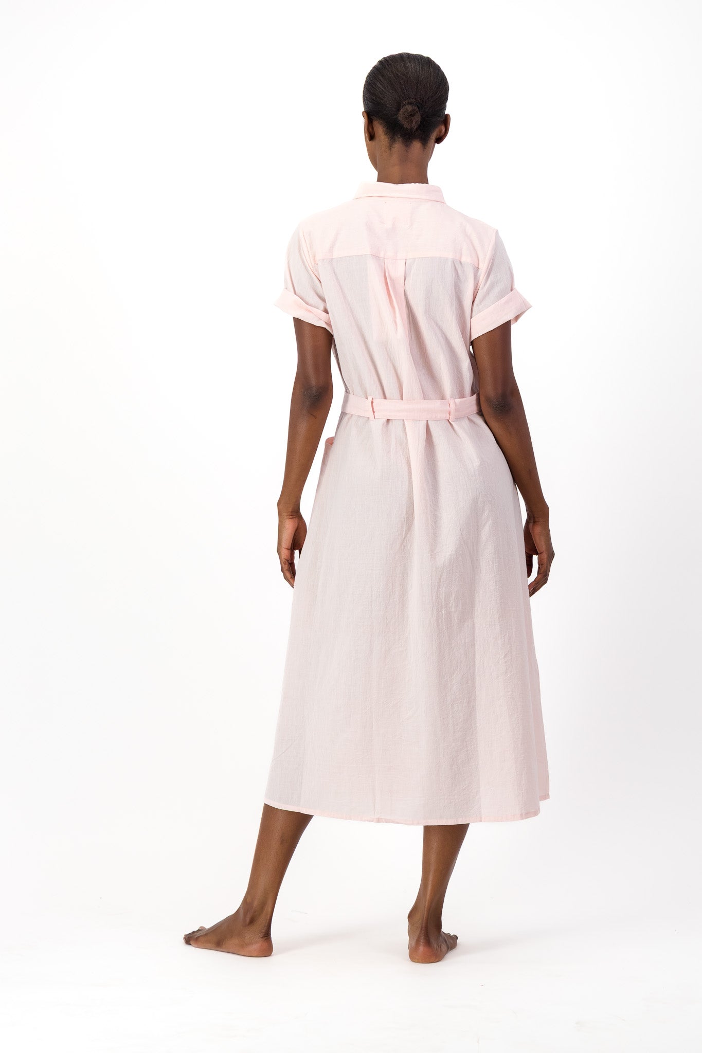Safari Shirt Dress Handloom - Soft Pink
