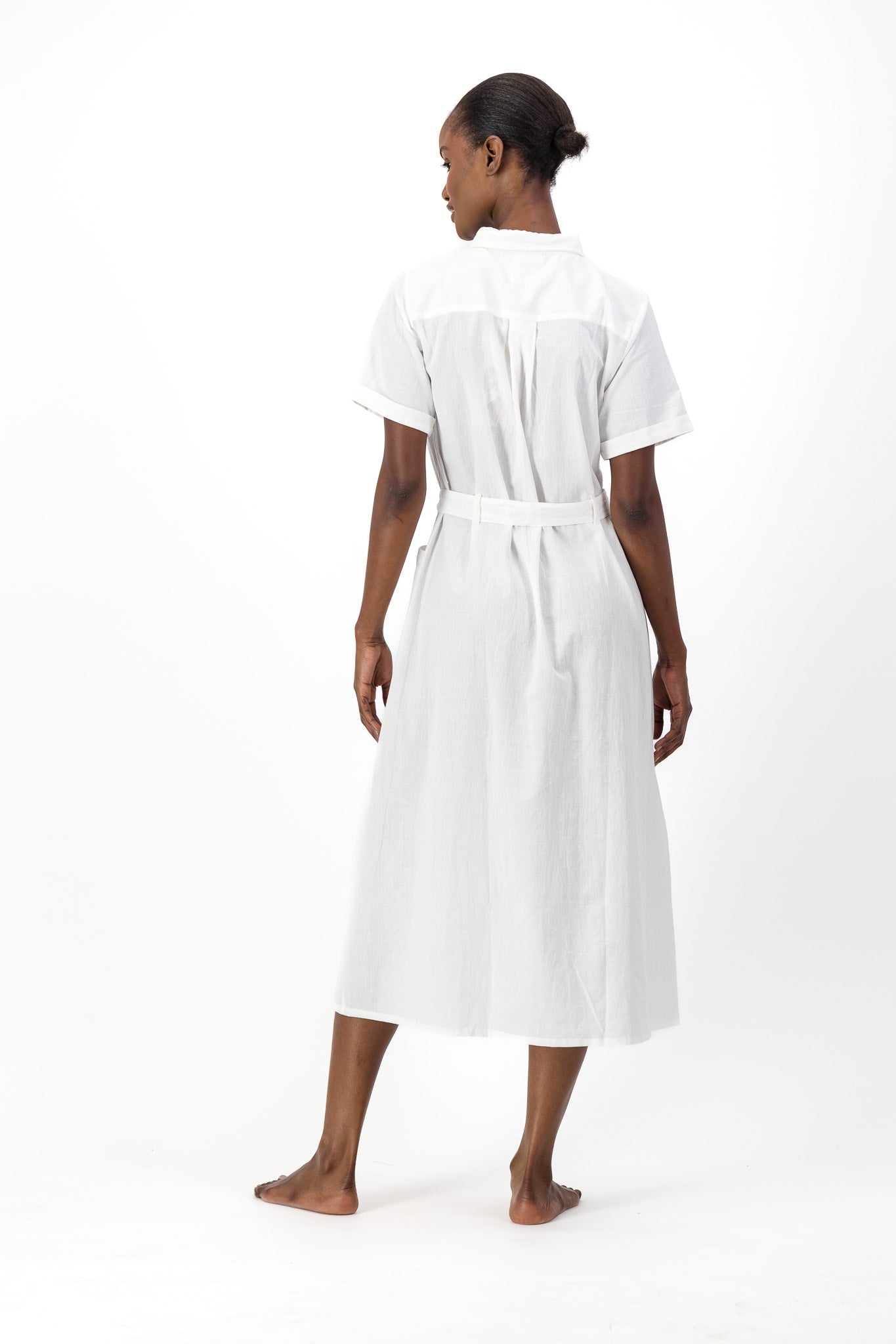 Safari Shirt Dress Handloom - White