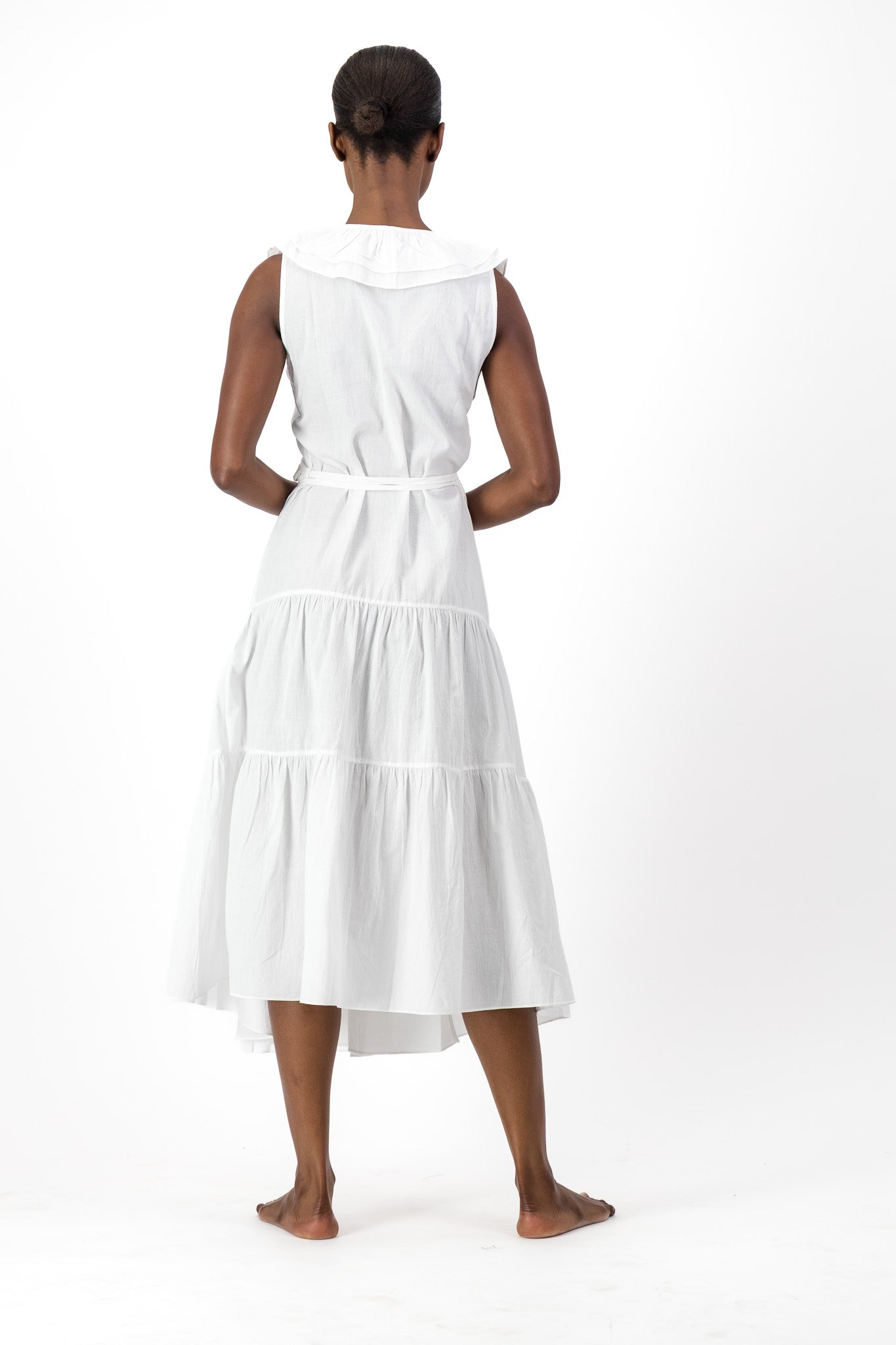 Frill Wrap Dress Handloom - White