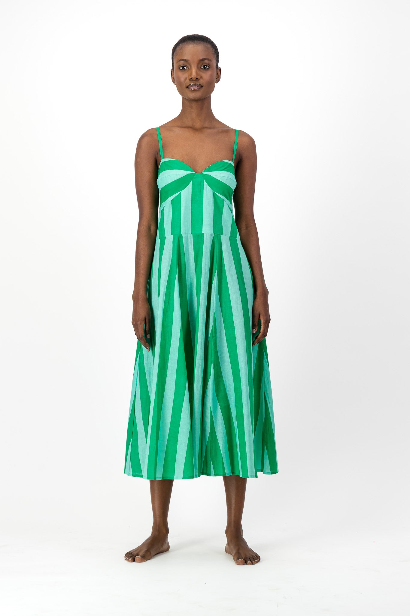 Daphne Dress - Green Stripe