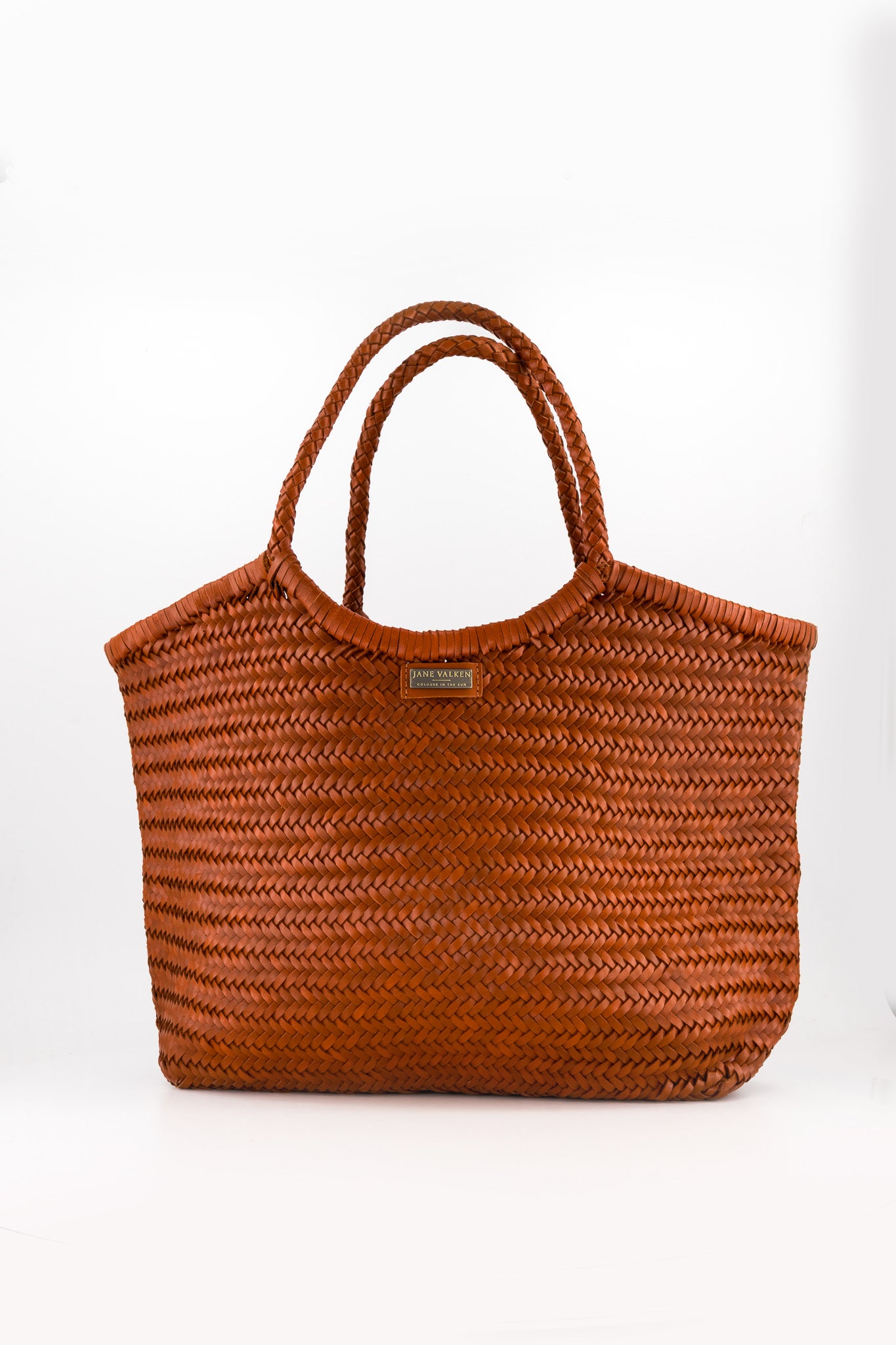 Large Leather Braided Bag - Rust