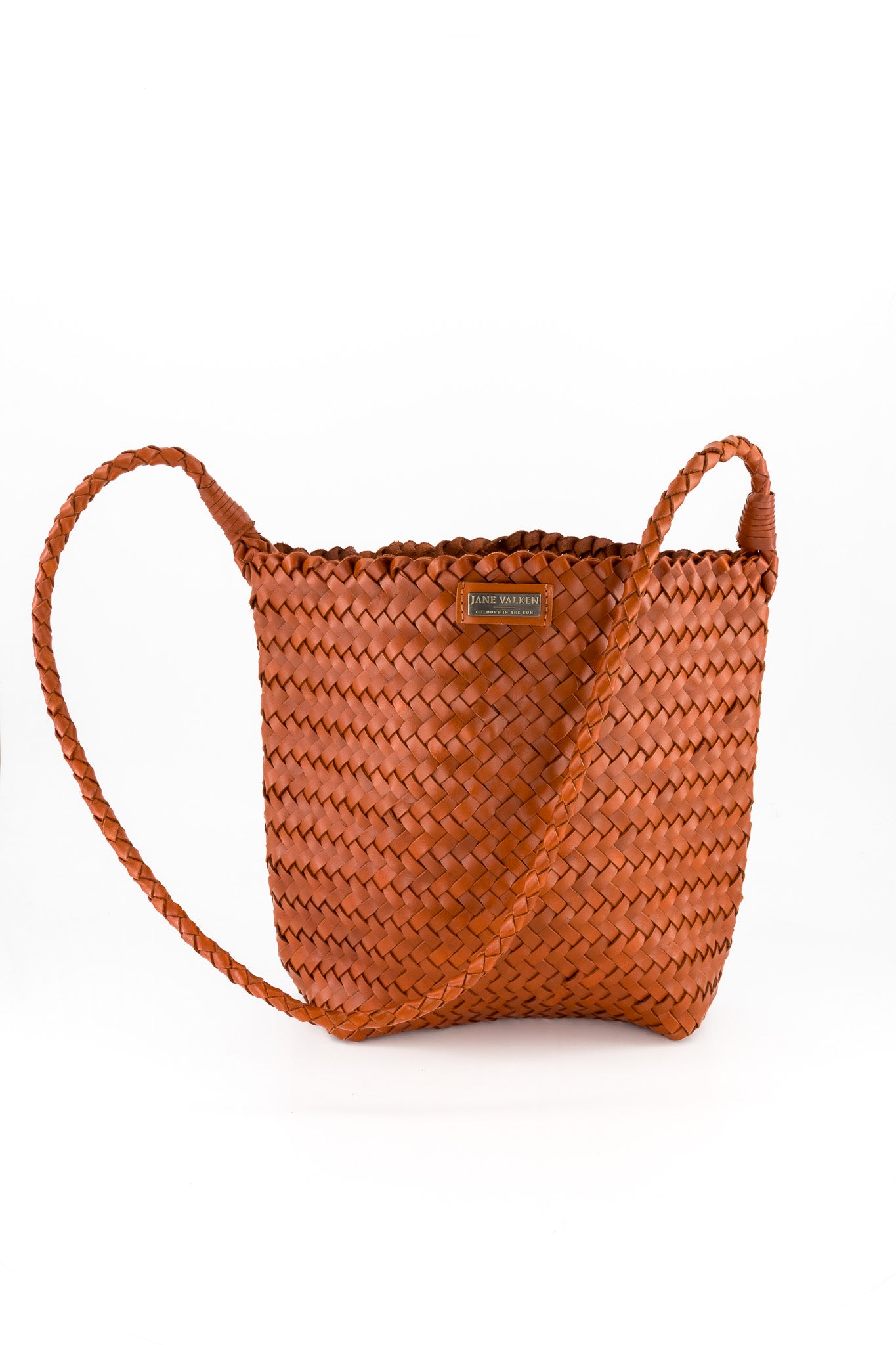 Medium Sling Leather Braided Bag - Rust