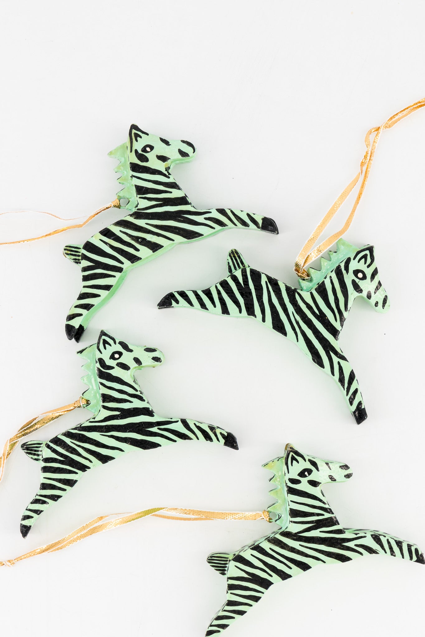 Wood Ornament - Peppermint Crisp Zebras