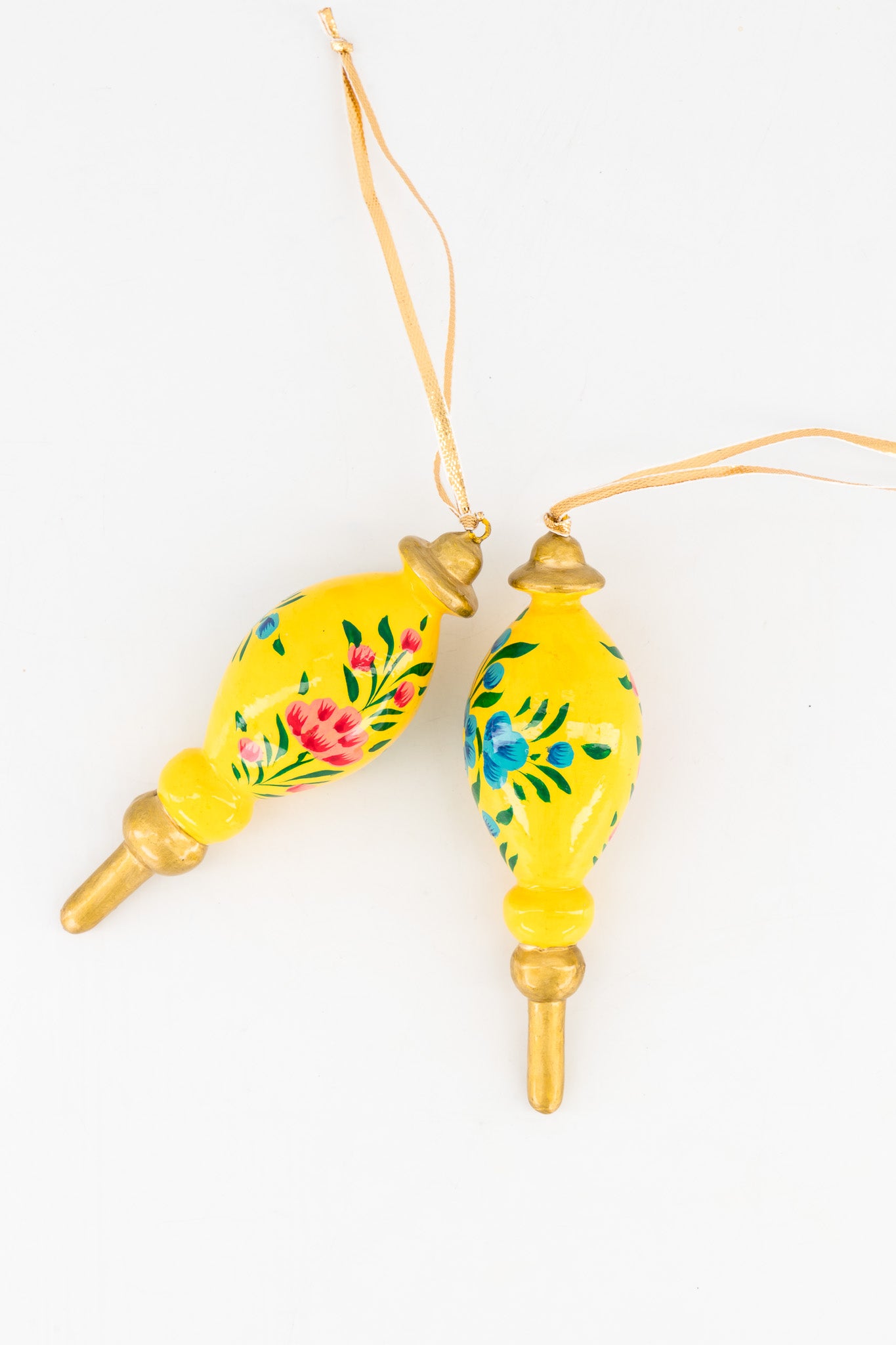 Wood Ornament - Spin Top Yellow