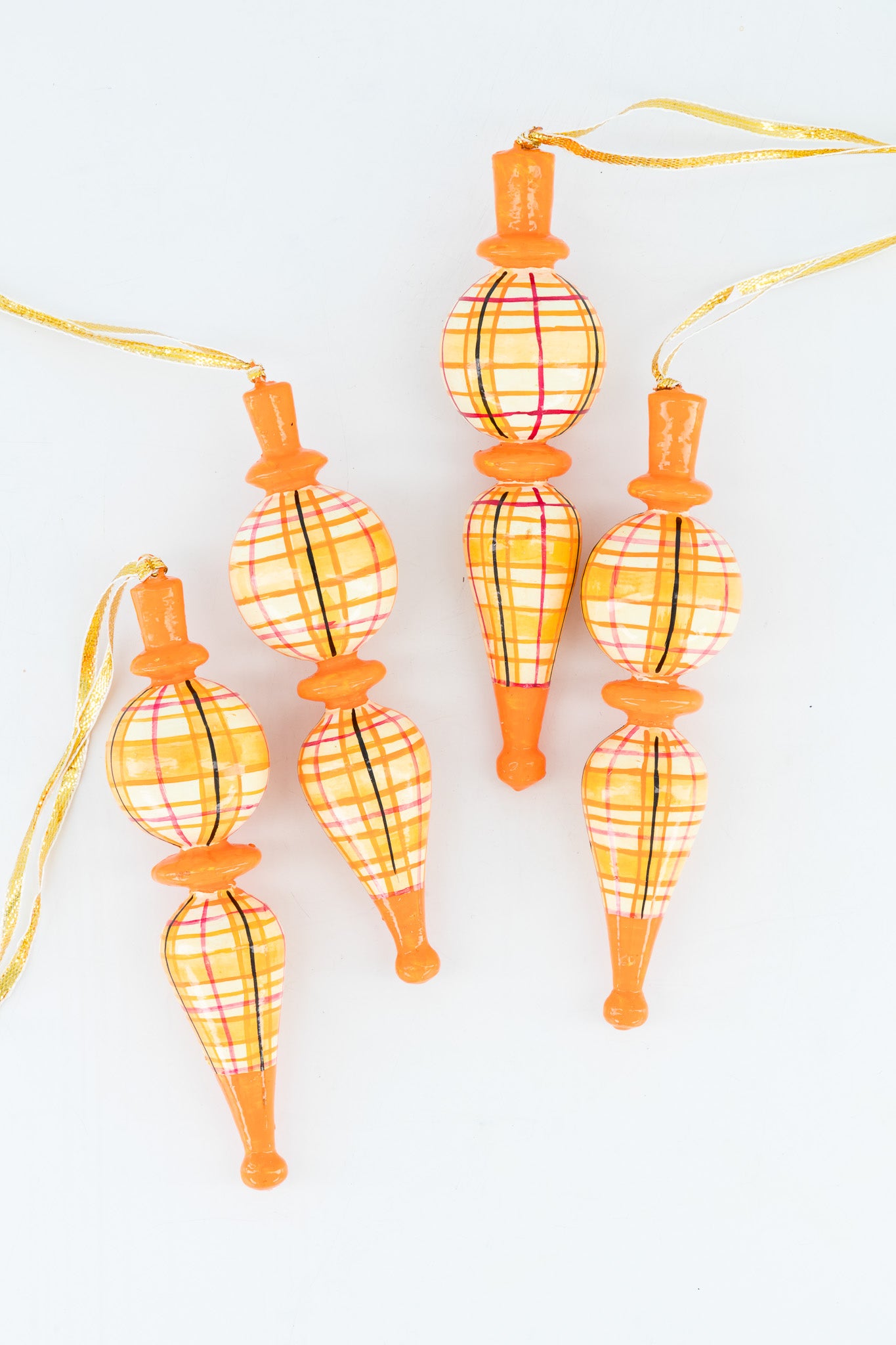 Wood Ornament - Spin Top Orange