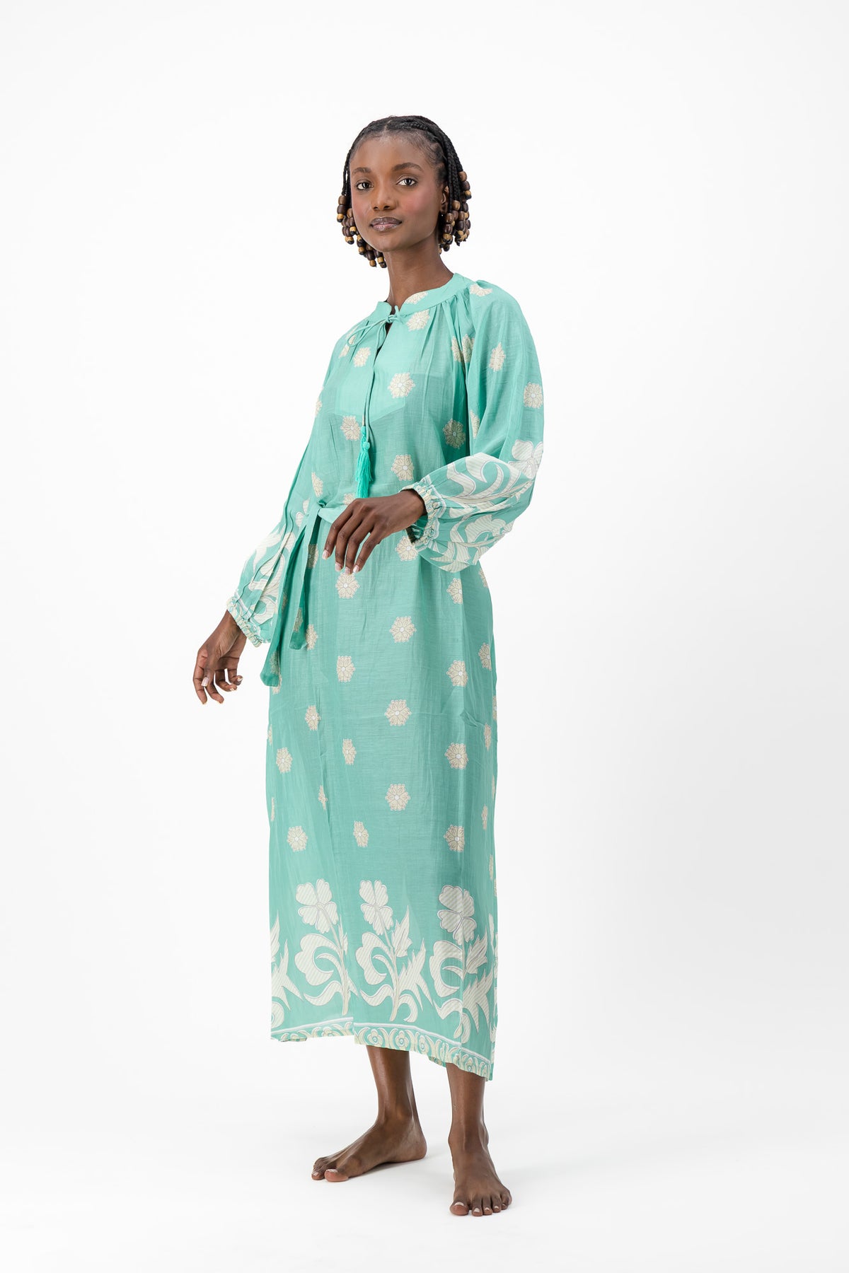 Samantha Dress - Turquoise Flower