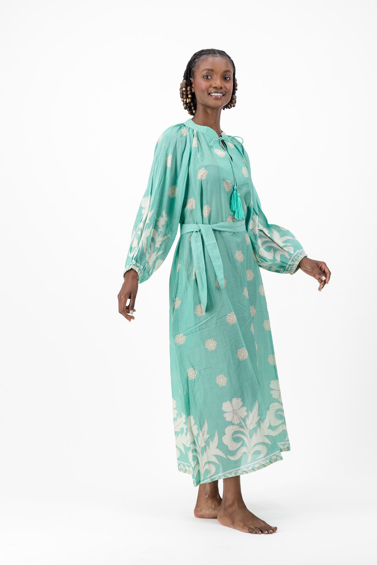 Samantha Dress - Turquoise Flower
