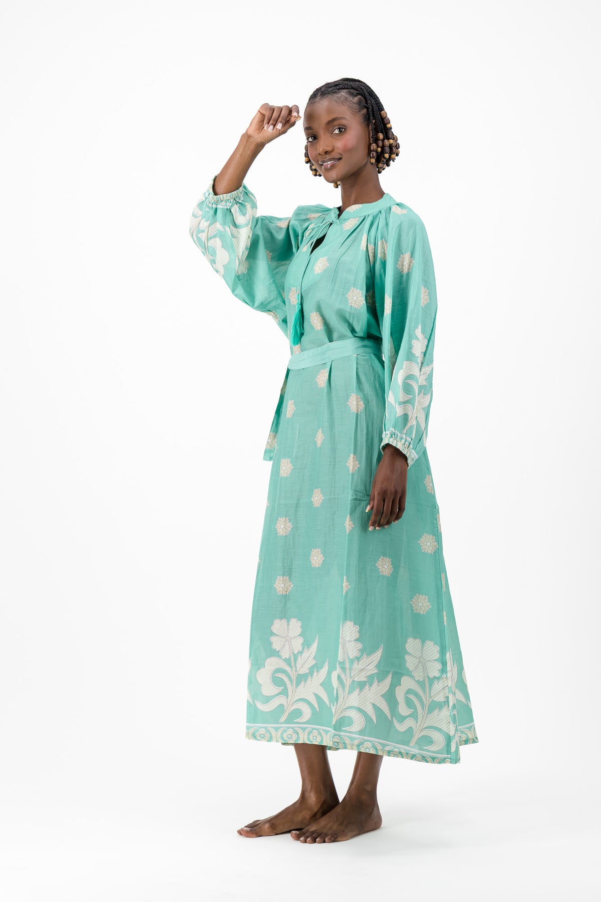Samantha Dress - Turquoise Flower