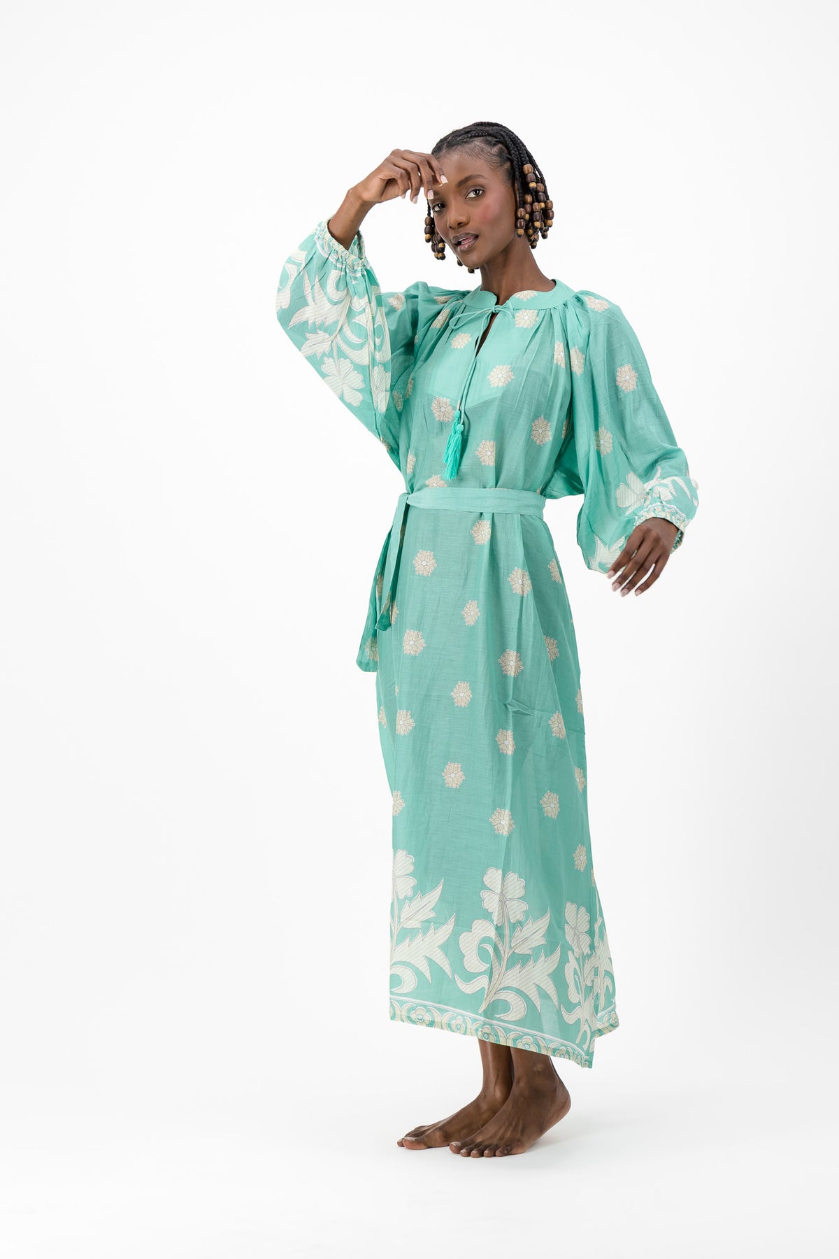 Samantha Dress - Turquoise Flower