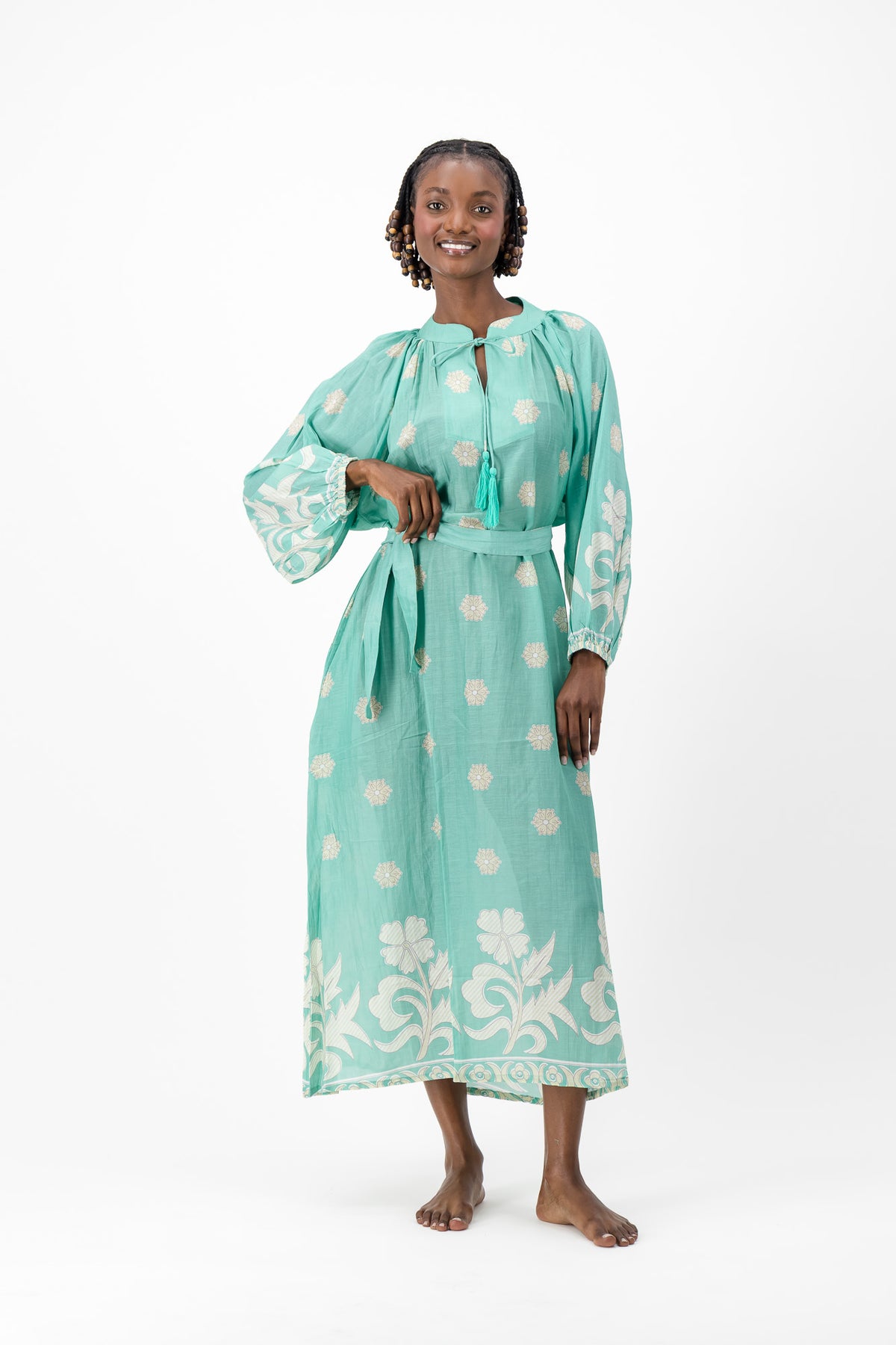 Samantha Dress - Turquoise Flower