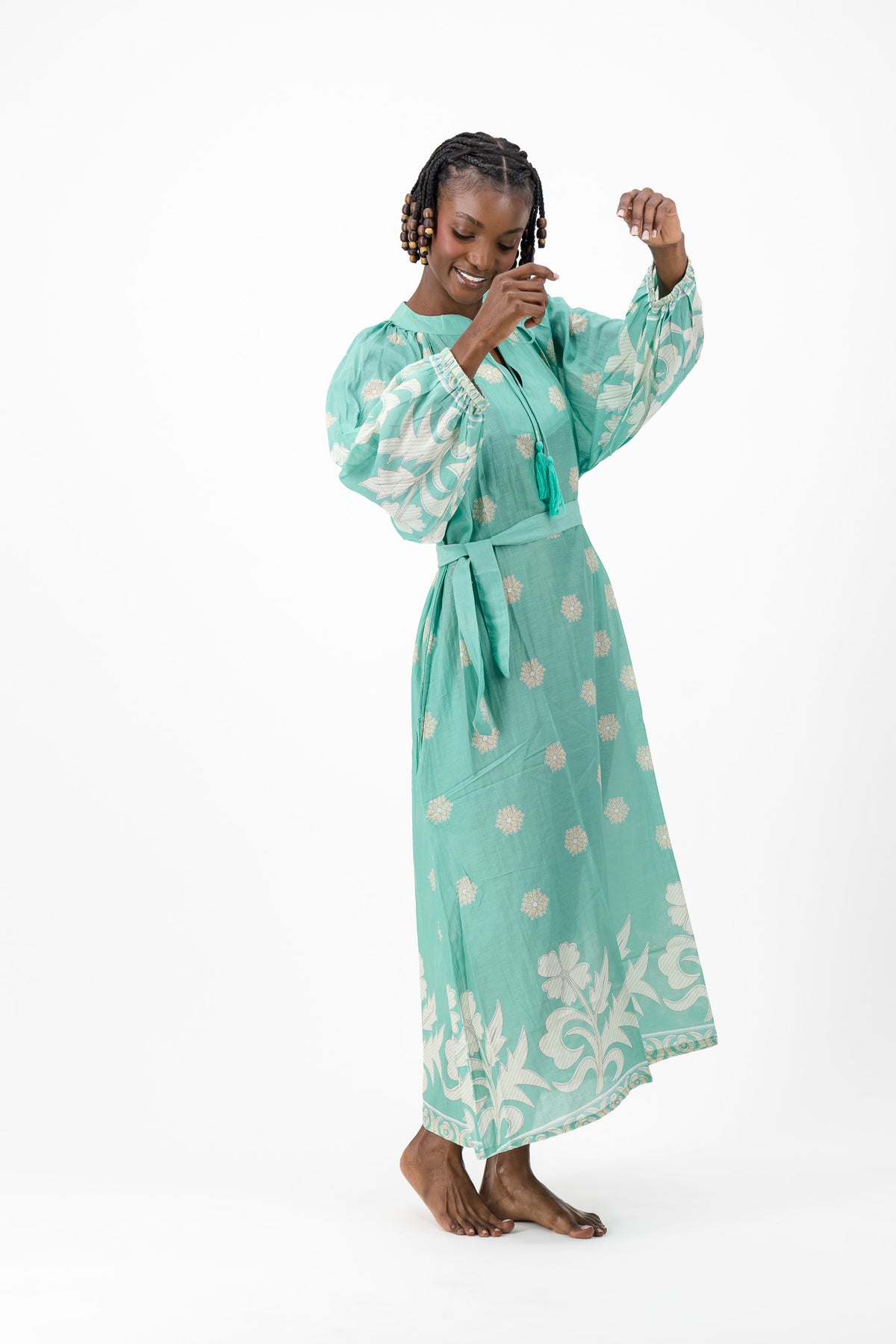Samantha Dress - Turquoise Flower