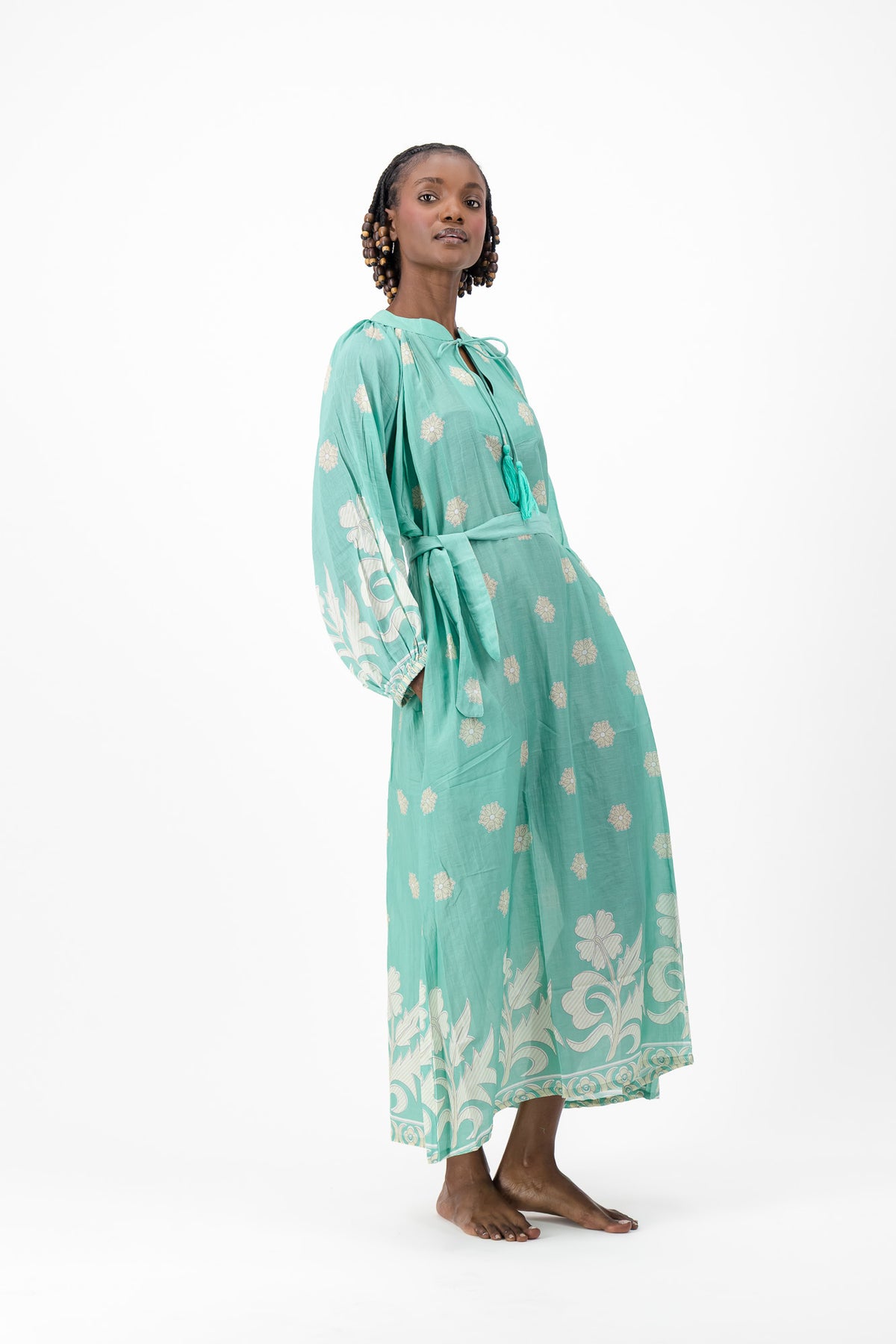 Samantha Dress - Turquoise Flower