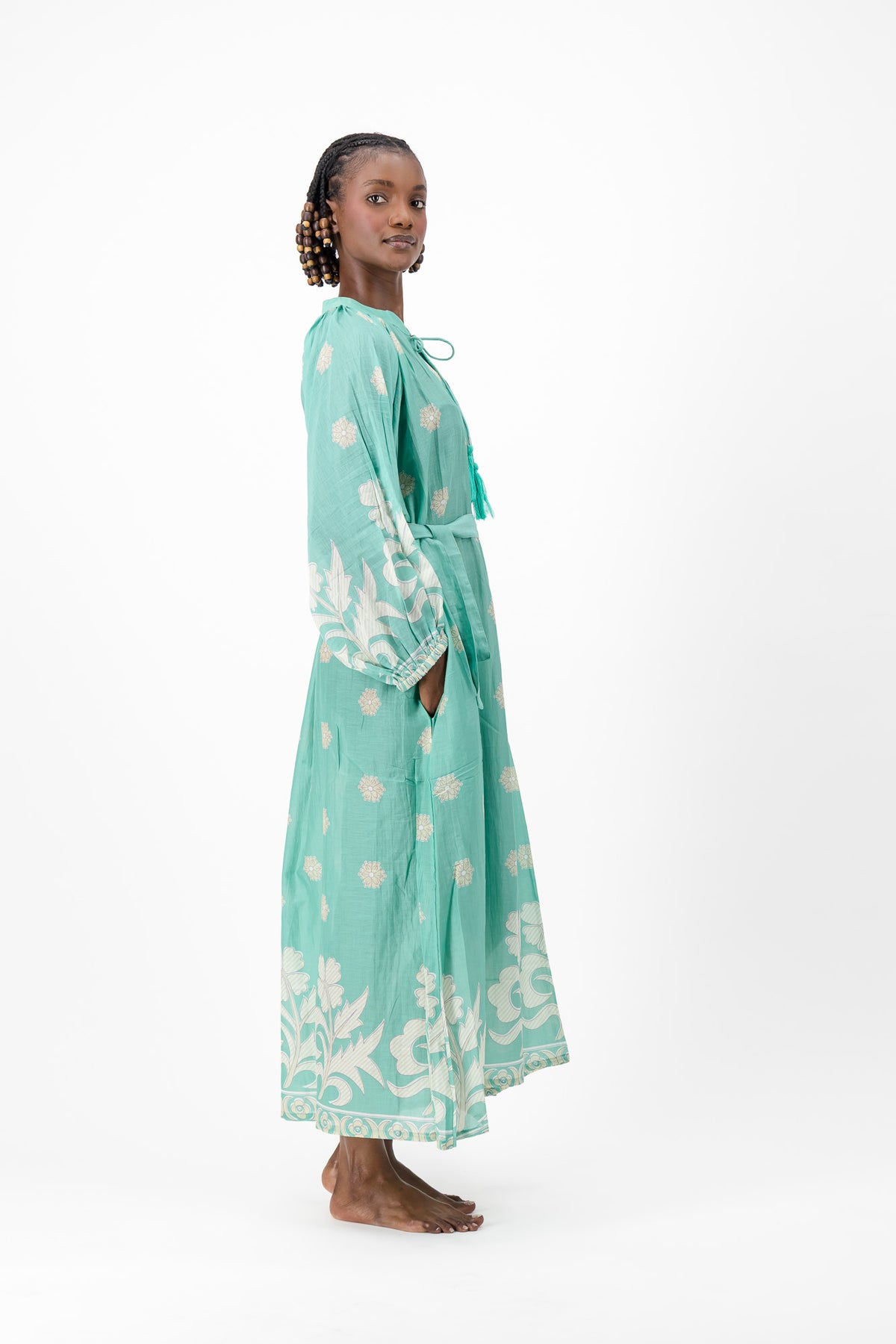 Samantha Dress - Turquoise Flower