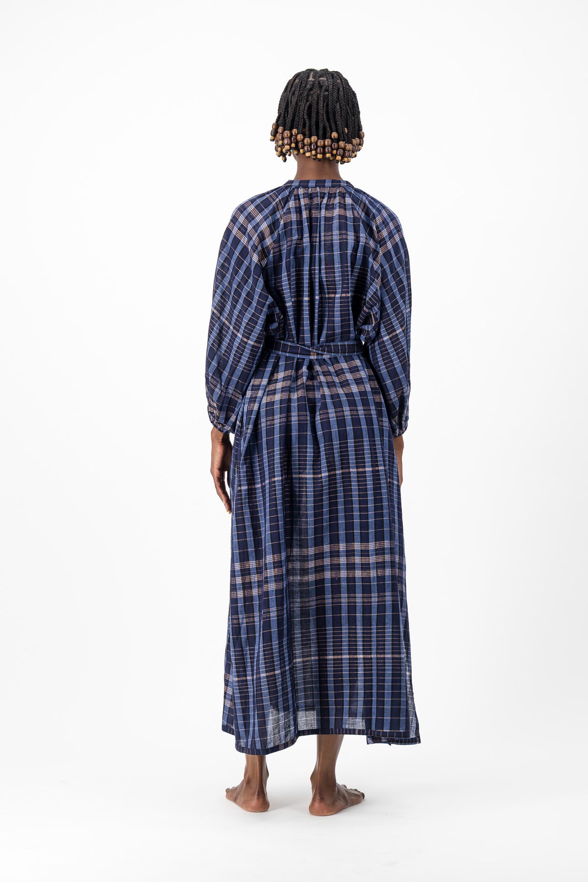 Glitter Weave Handloom Kaftan - Navy Check