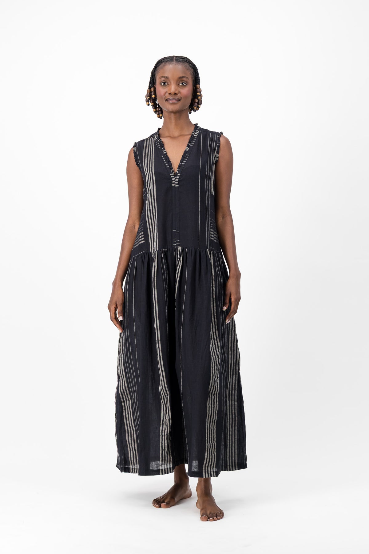 Nevermind Handloom Dress - Black & Silver Lurex