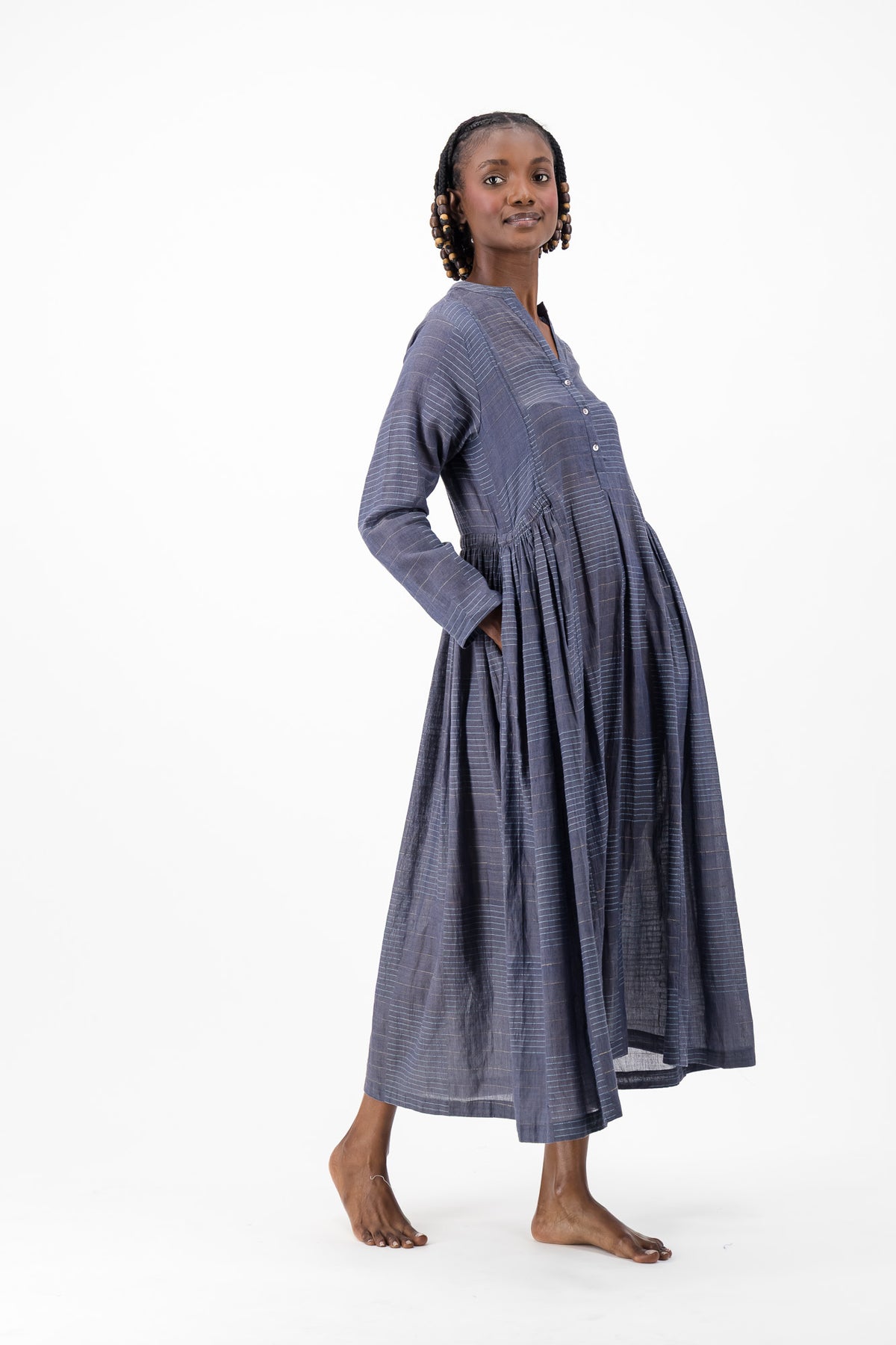 Love Dress Handloom Jamdani - Charcoal