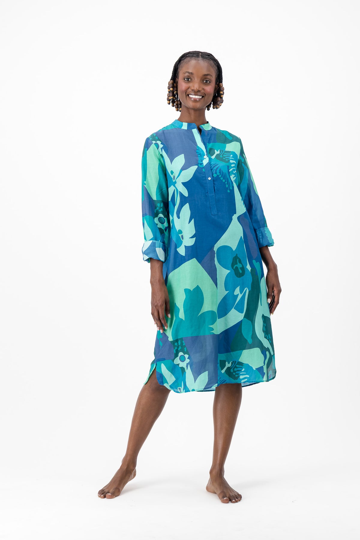 Rajah - Blue Bloom Geometric
