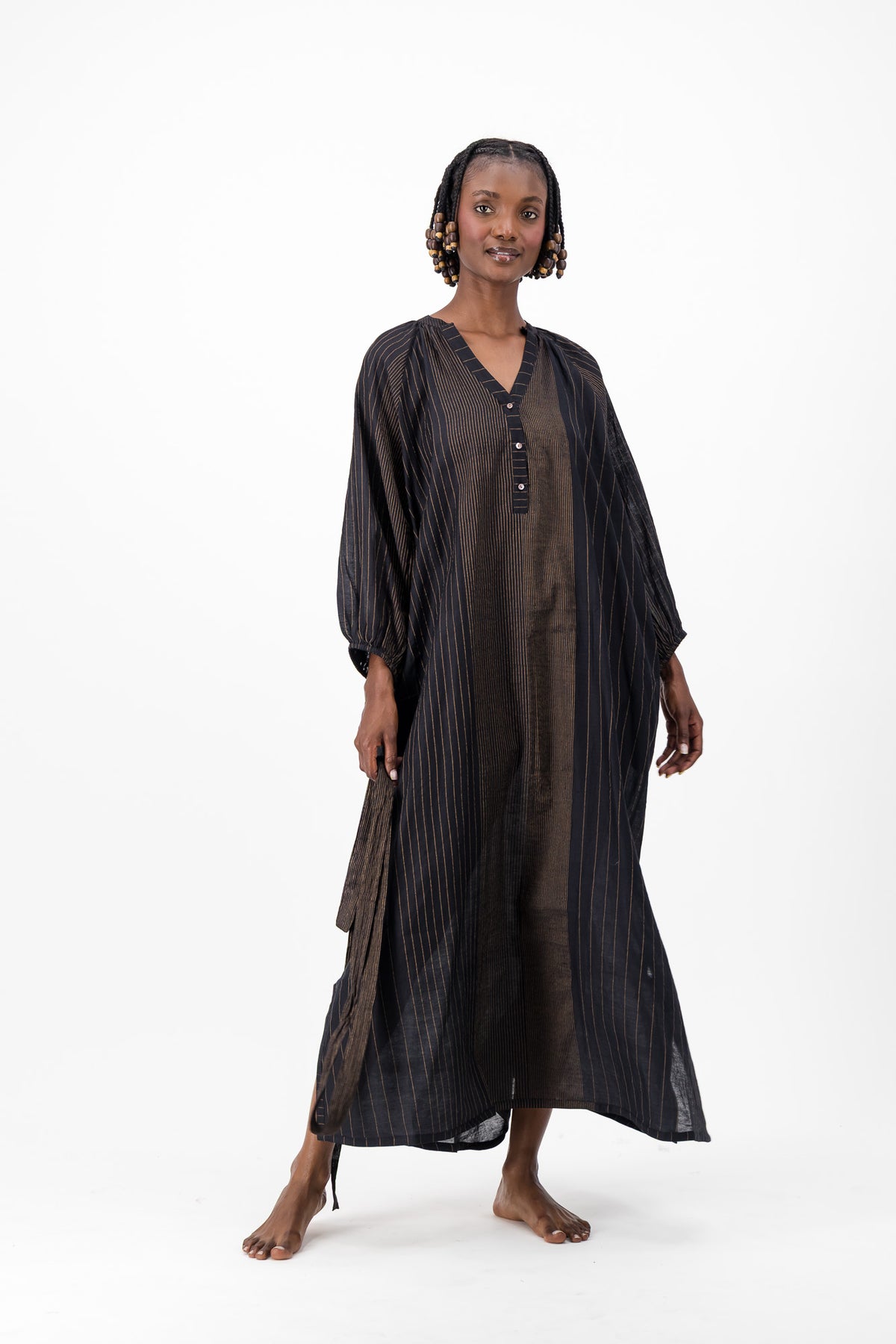 Glitter Weave Handloom Kaftan - Black & Gold