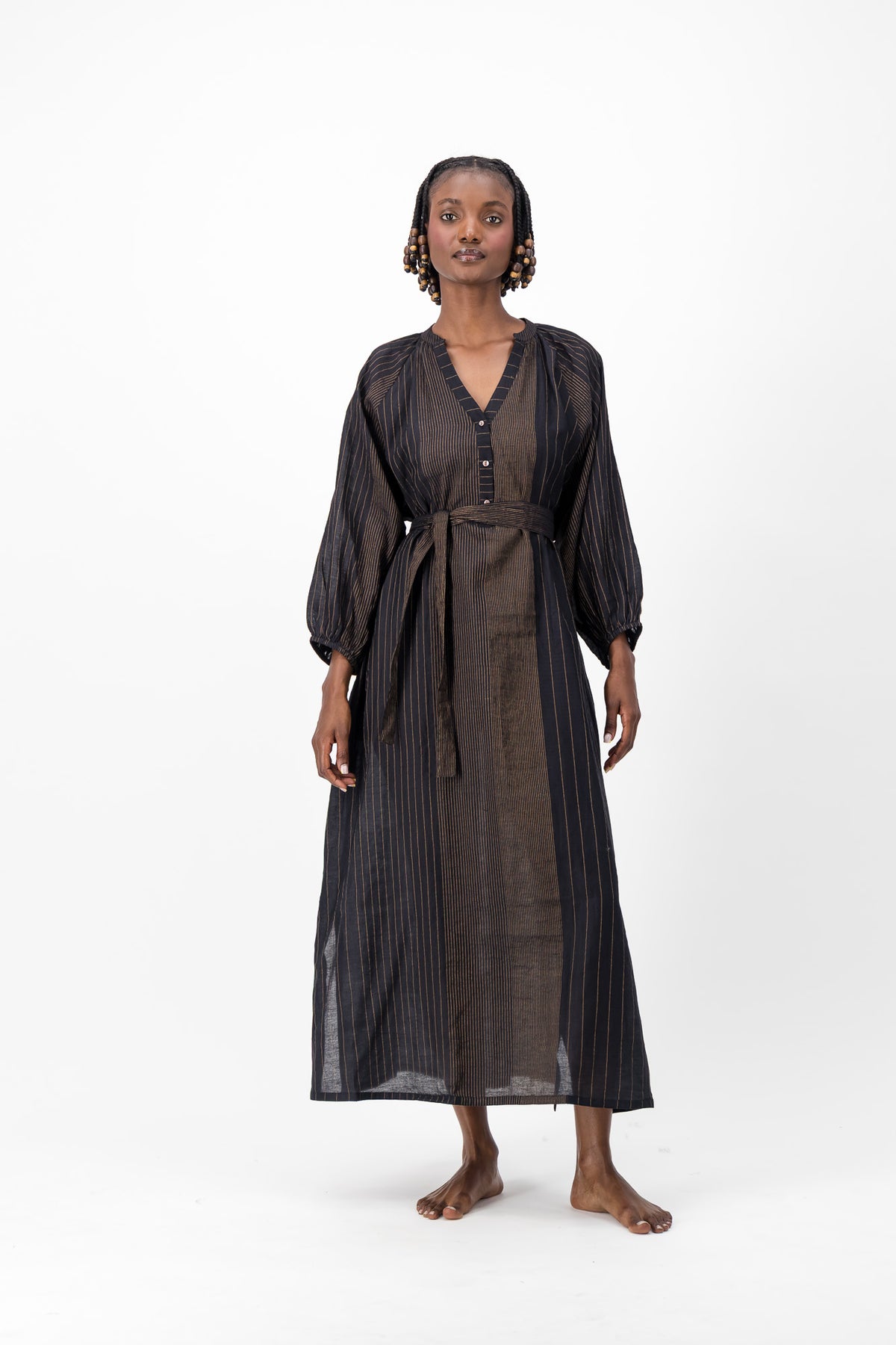 Glitter Weave Handloom Kaftan - Black & Gold