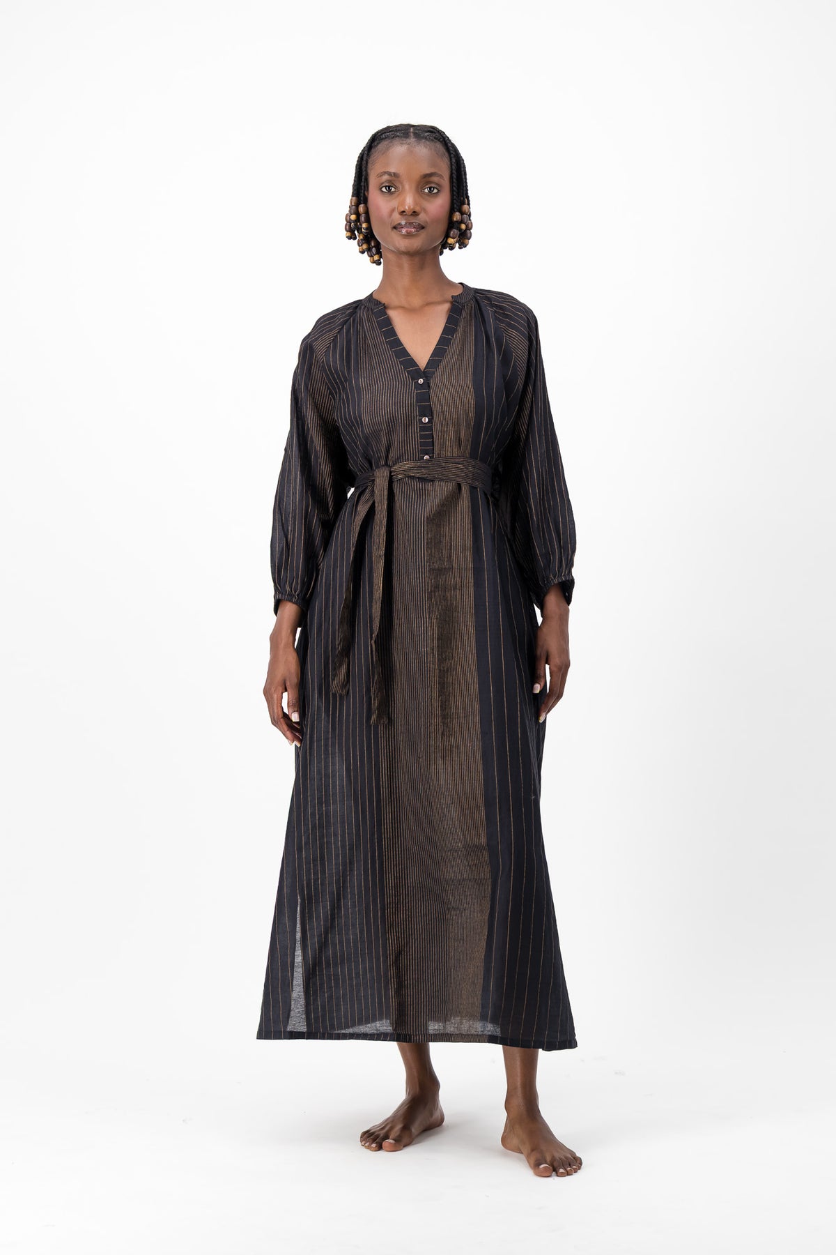 Glitter Weave Handloom Kaftan - Black & Gold