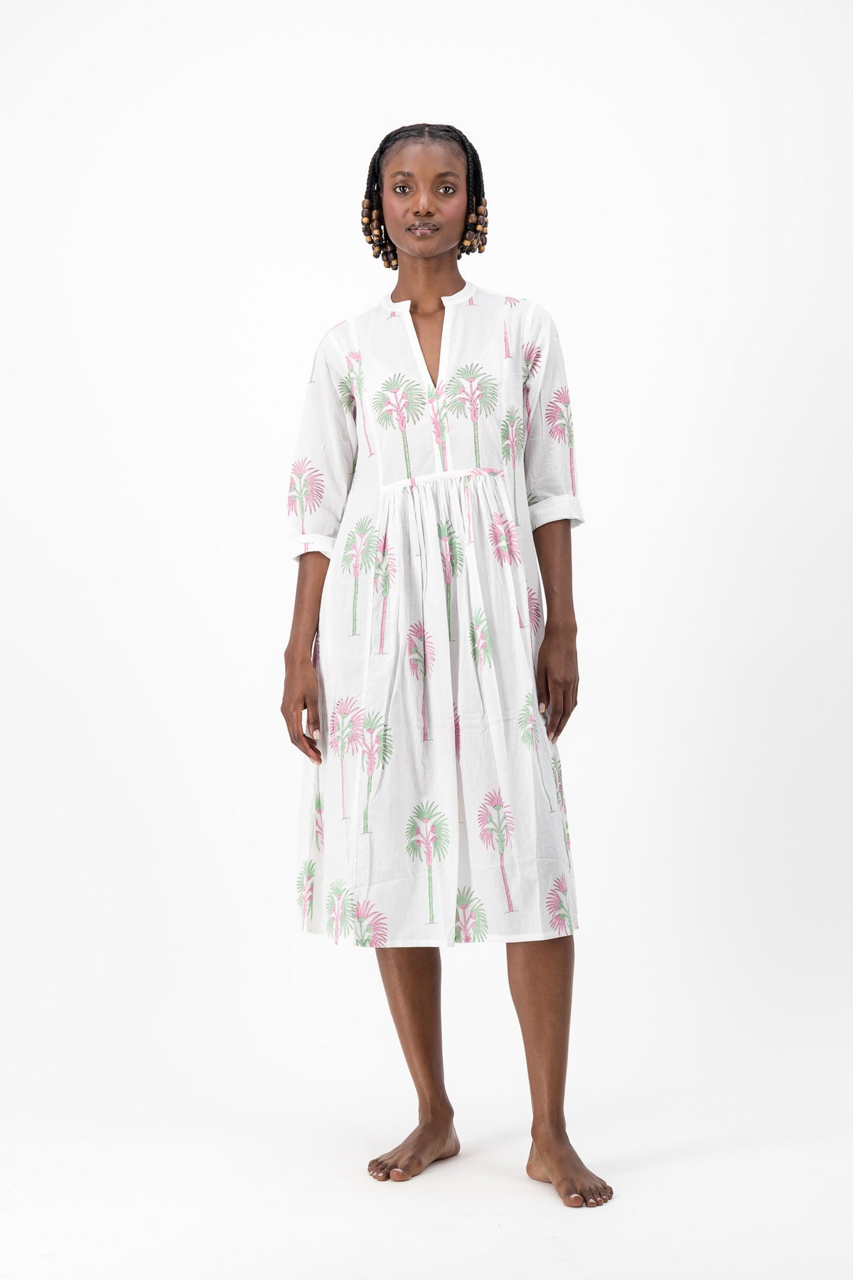 Enya Dress - Pink Palm