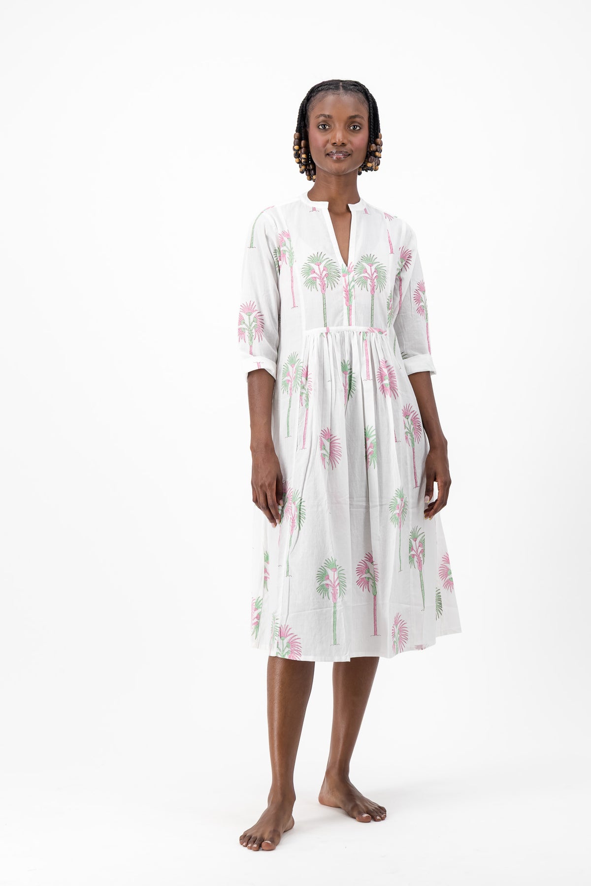 Enya Dress - Pink Palm